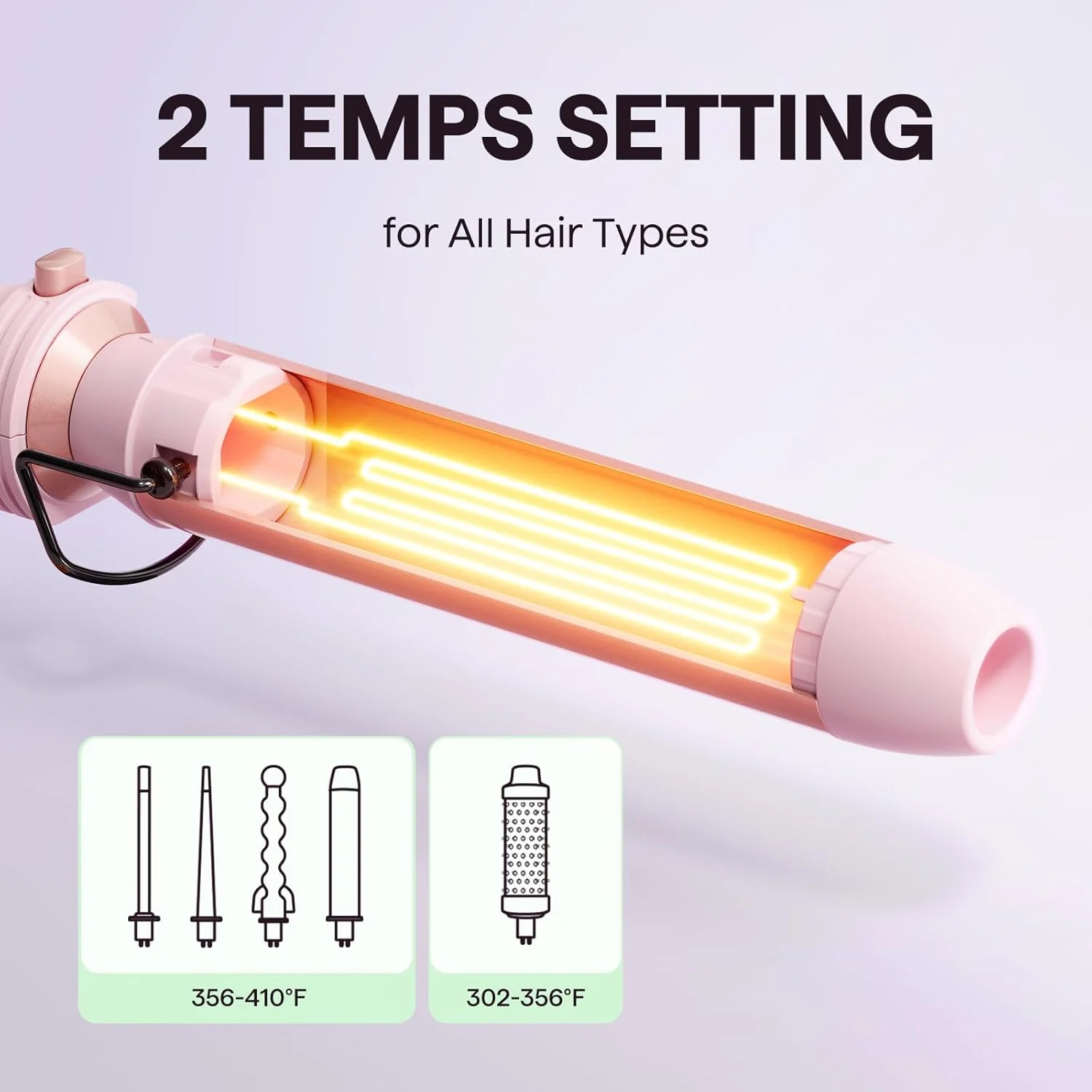 wavytalk 5-in-1 Curling Wand Set with Thermal Brush Pink 25 Mm, 13 13-25 32 NEW - Image 9