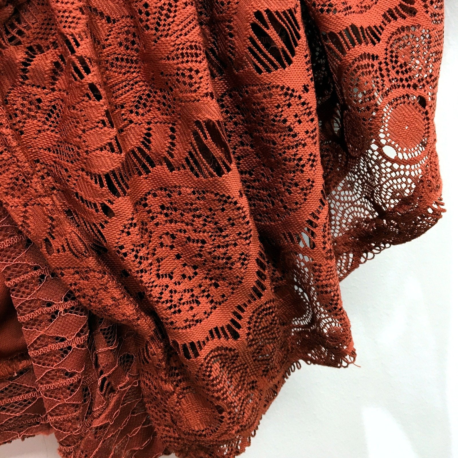 Temt Womens Lace Crop Top - Lightweight Ruffle Boho Wrap in Rust Size S - Image 6