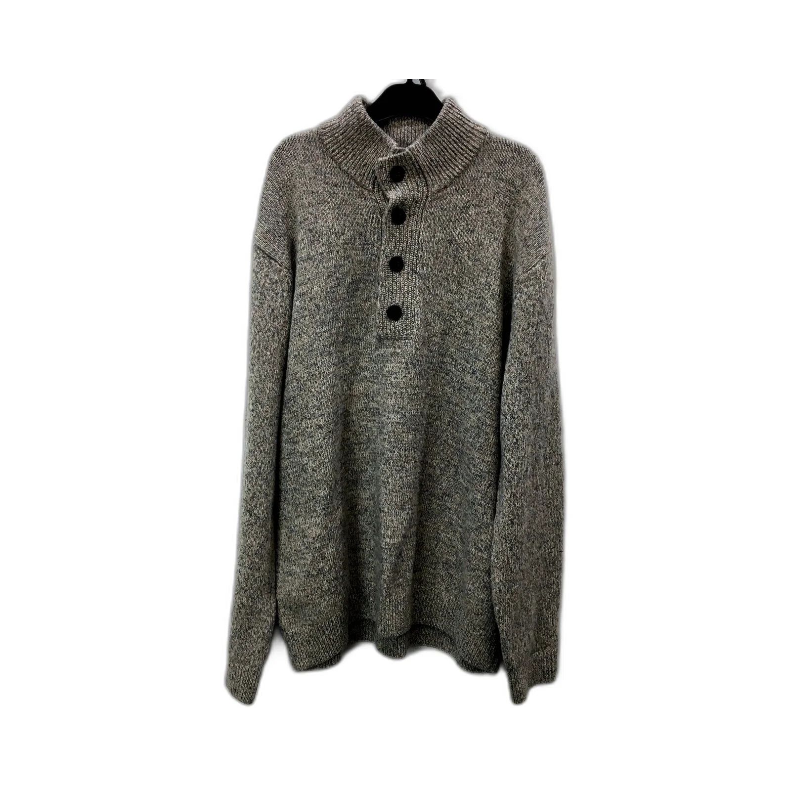 Gazman Mens Pullover Sweater Gray Lambswool Blend Button Front XXL NEW