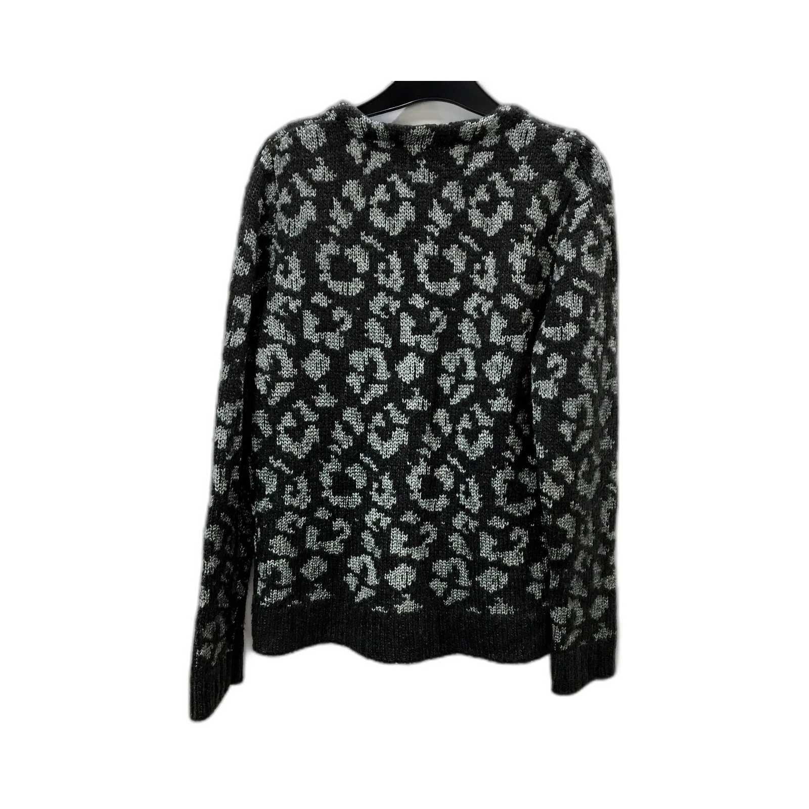 Seed femme Womens Button-Down Sweater Black and Gray Floral Pullover Size Small - Image 3