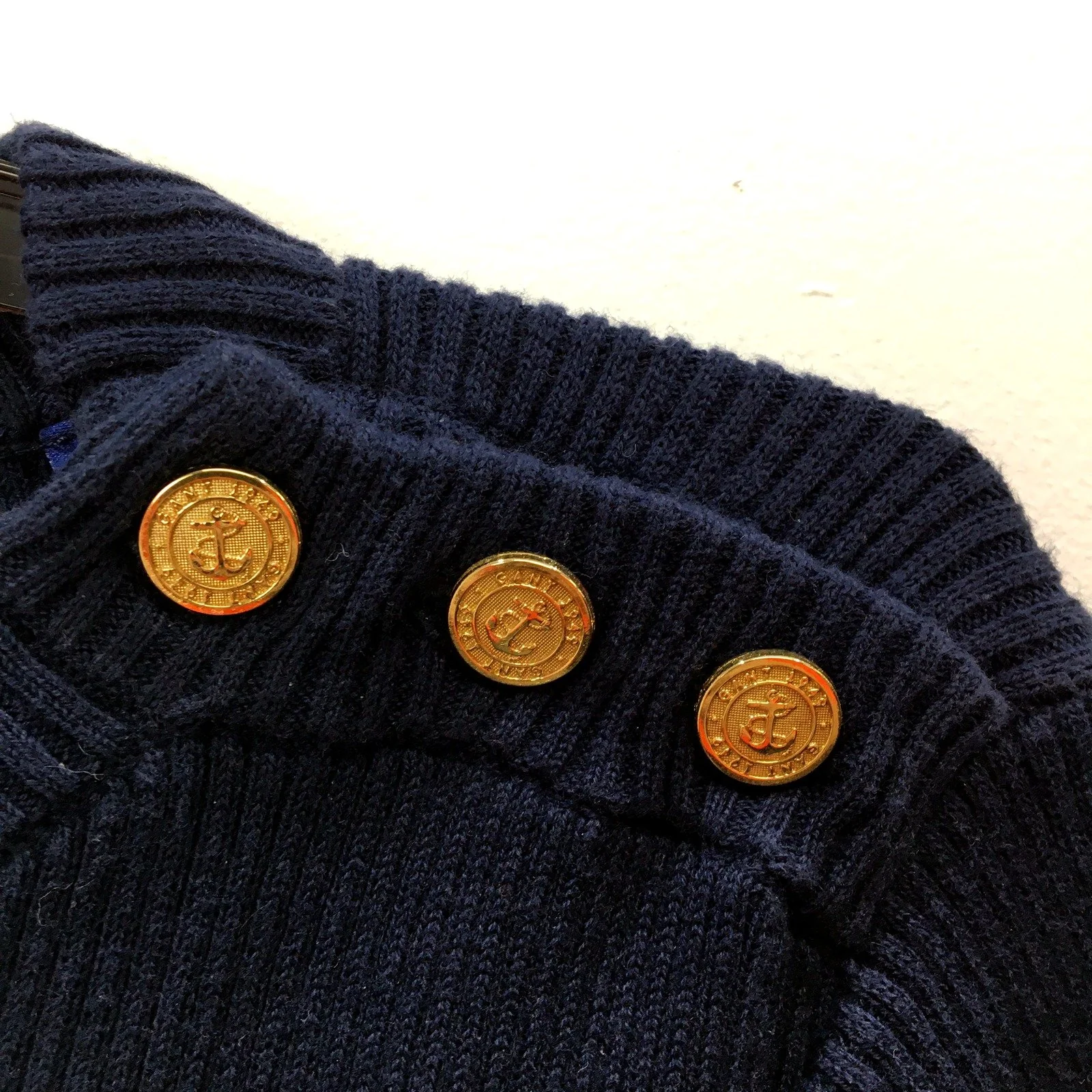 Gant Womens Navy Blue Pullover Sweater Knit Cotton Crew Neck Size Small NEW - Image 6