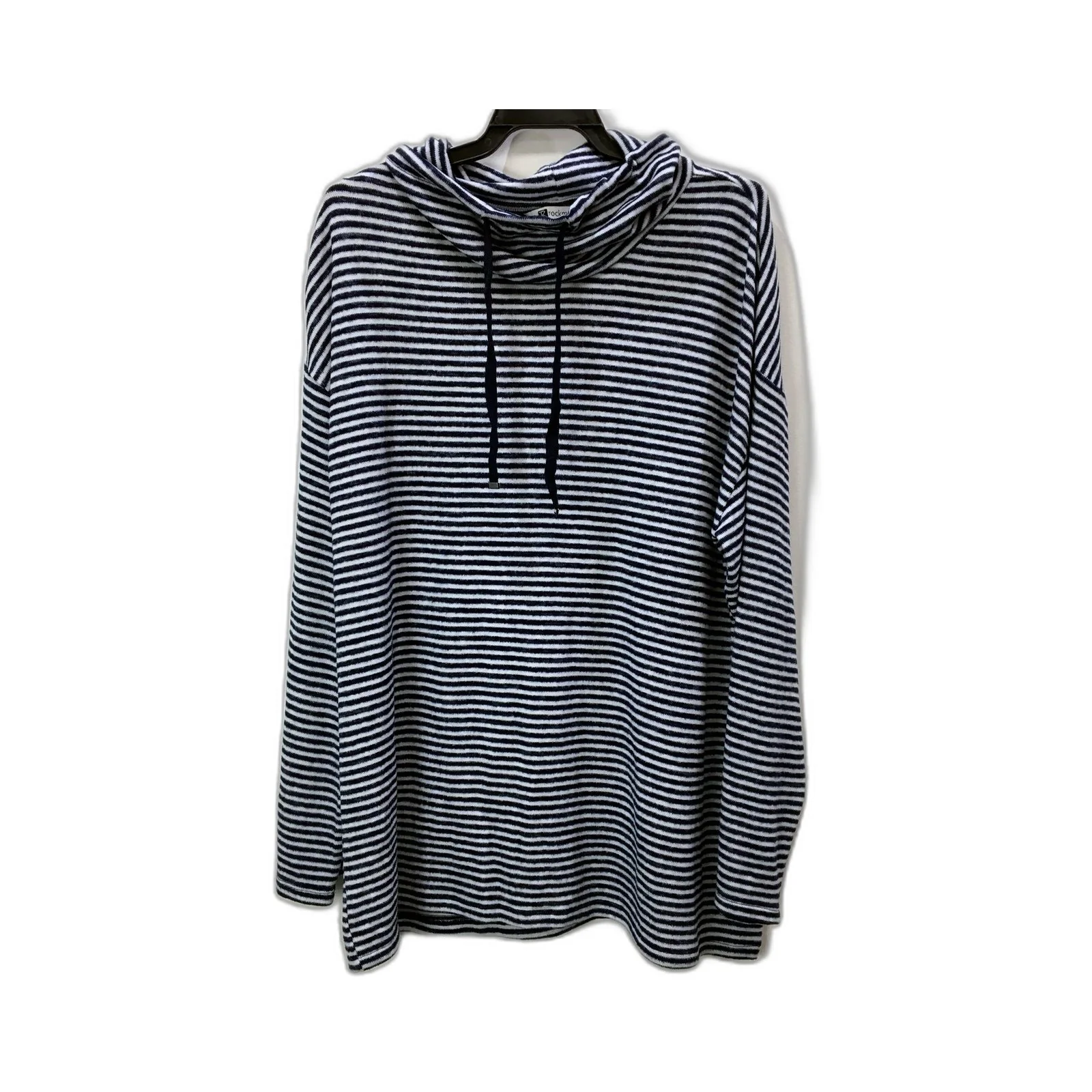 Rockmans Womens Navy and White Striped Pullover Sweatshirt in XL Size