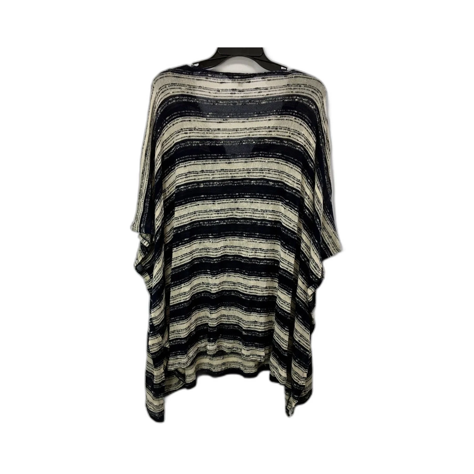 Belle Curve Womens Striped Poncho Oversized Loose Fit Black and Beige Size L+ - Image 2