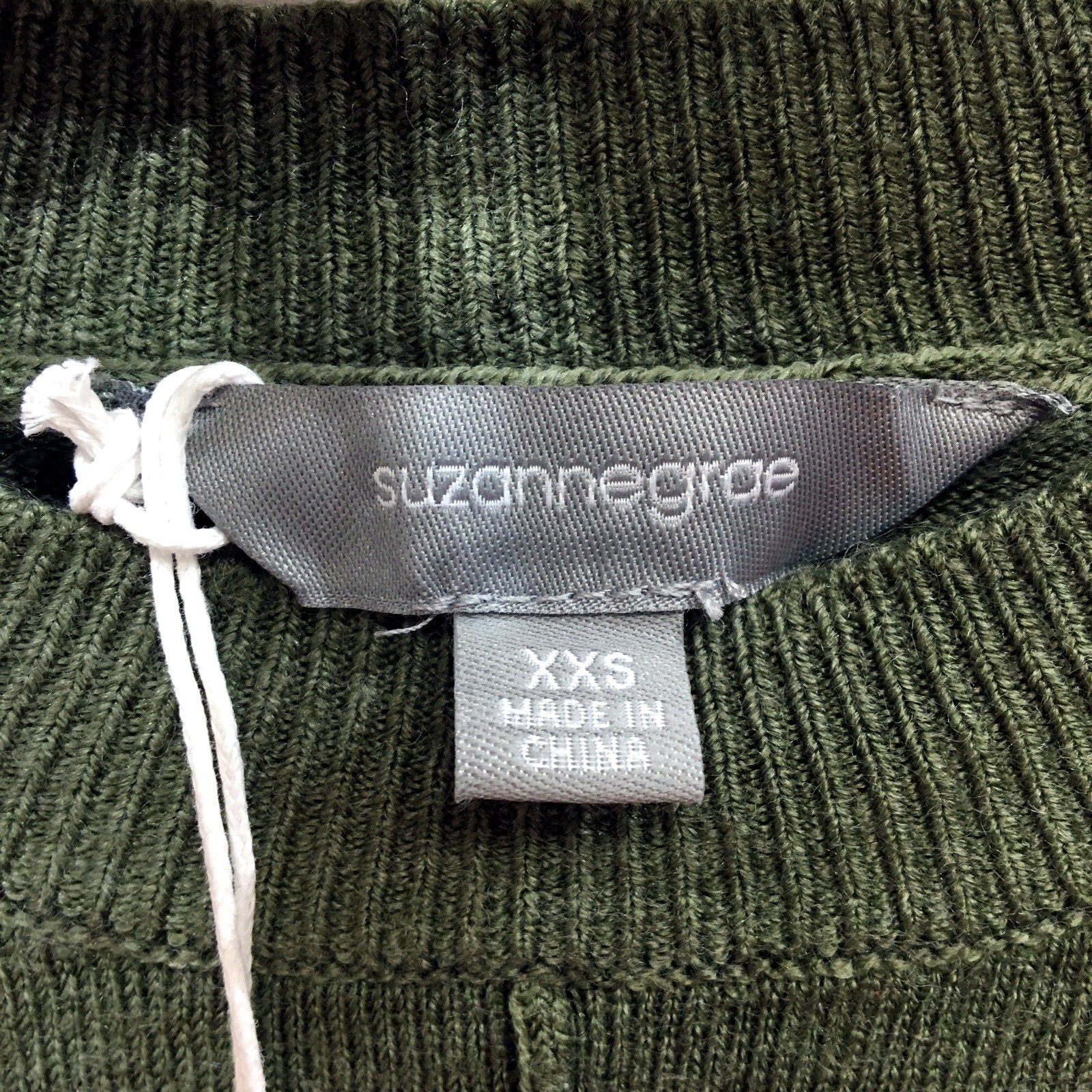 Suzannegrae Womens Acrylic Crew Neck Pullover Sweater in Khaki, Size XXS NEW - Image 4