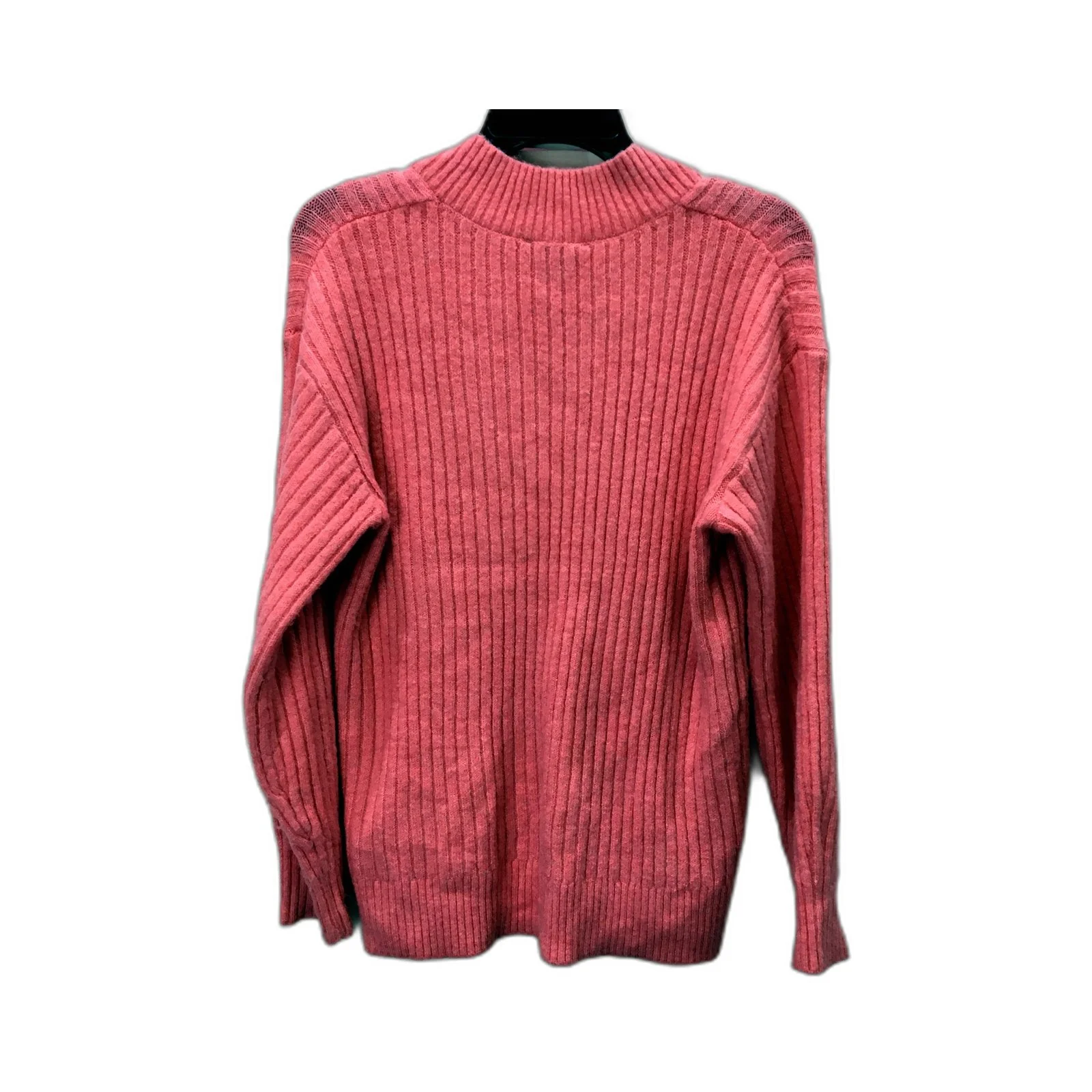 Ribbed Knit V-Neck Pullover Sweater Womens in Pink, Size M NEW - Image 2