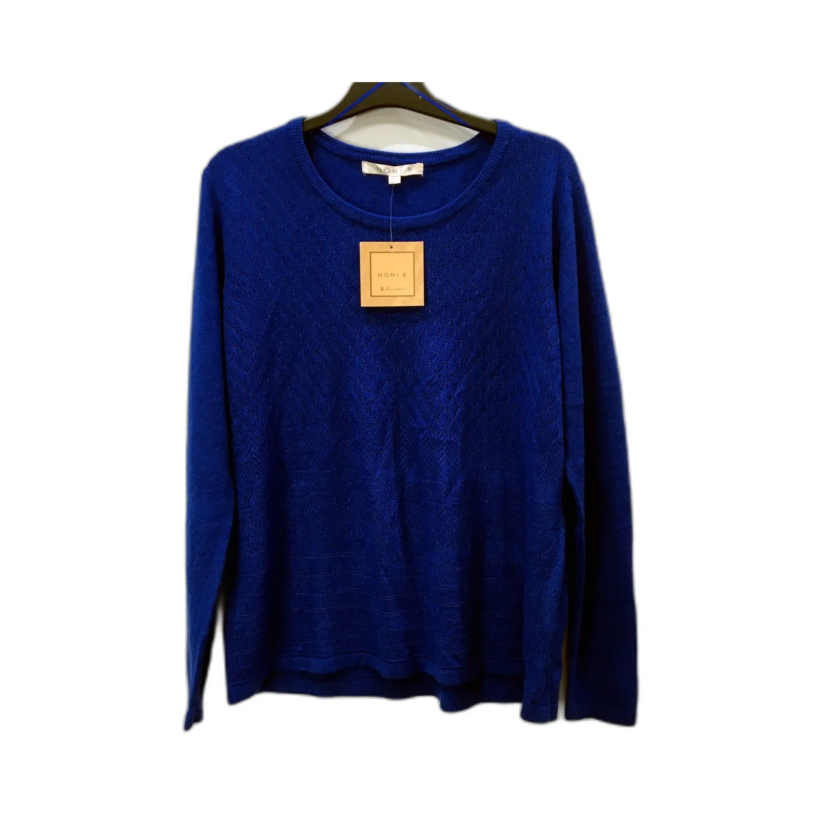 Nonib Womens Pullover Sweater Acrylic Comfortable Relaxed Fit Blue Size XL NEW