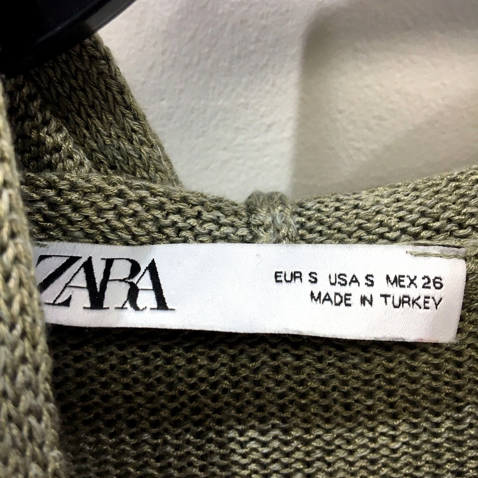 Zara Womens Olive Green Cowl Neck Cotton Pullover Sweater Size S - Image 3