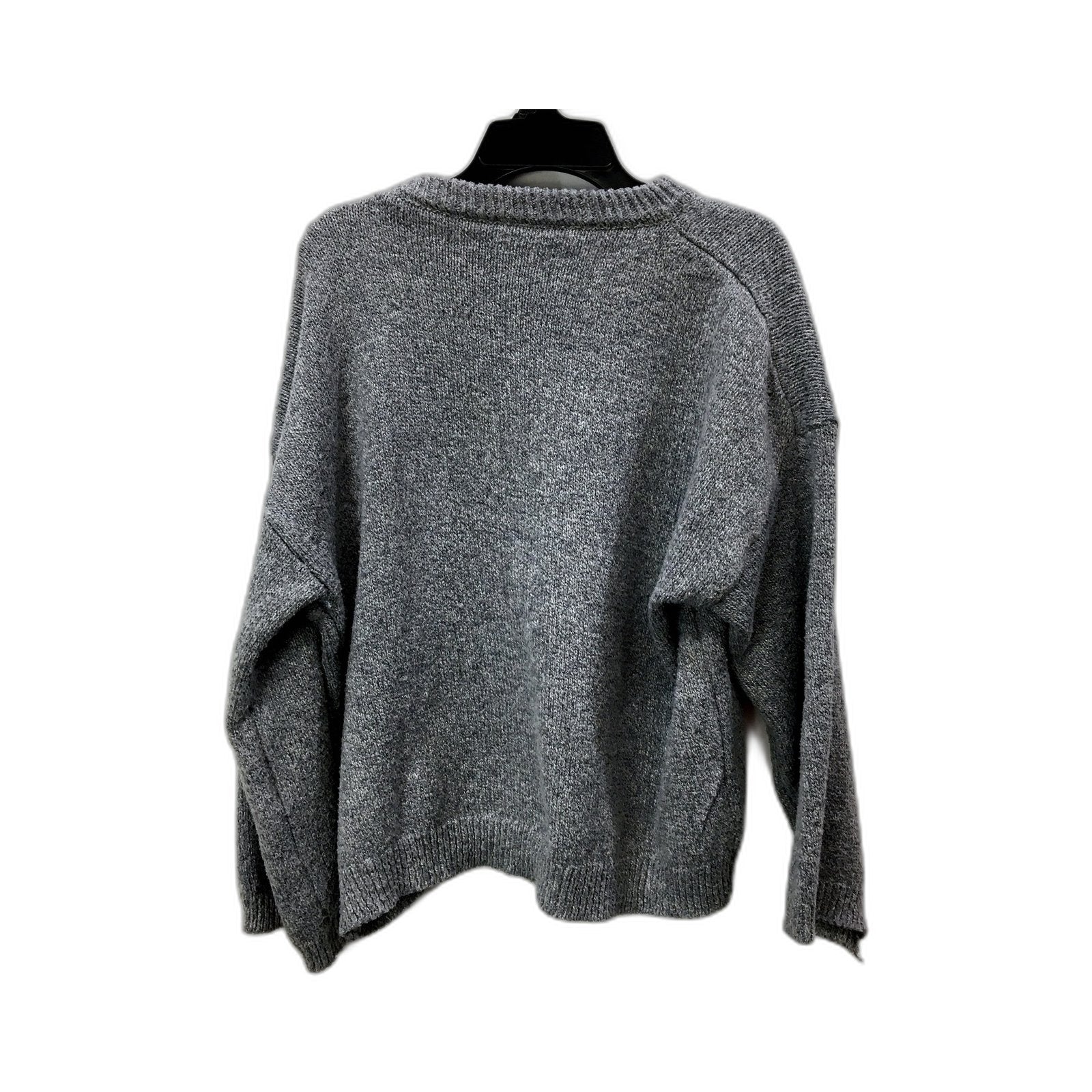 Macon F Womens Gray Ribbed Crew Neck Pullover Sweater, Small Size - Image 2