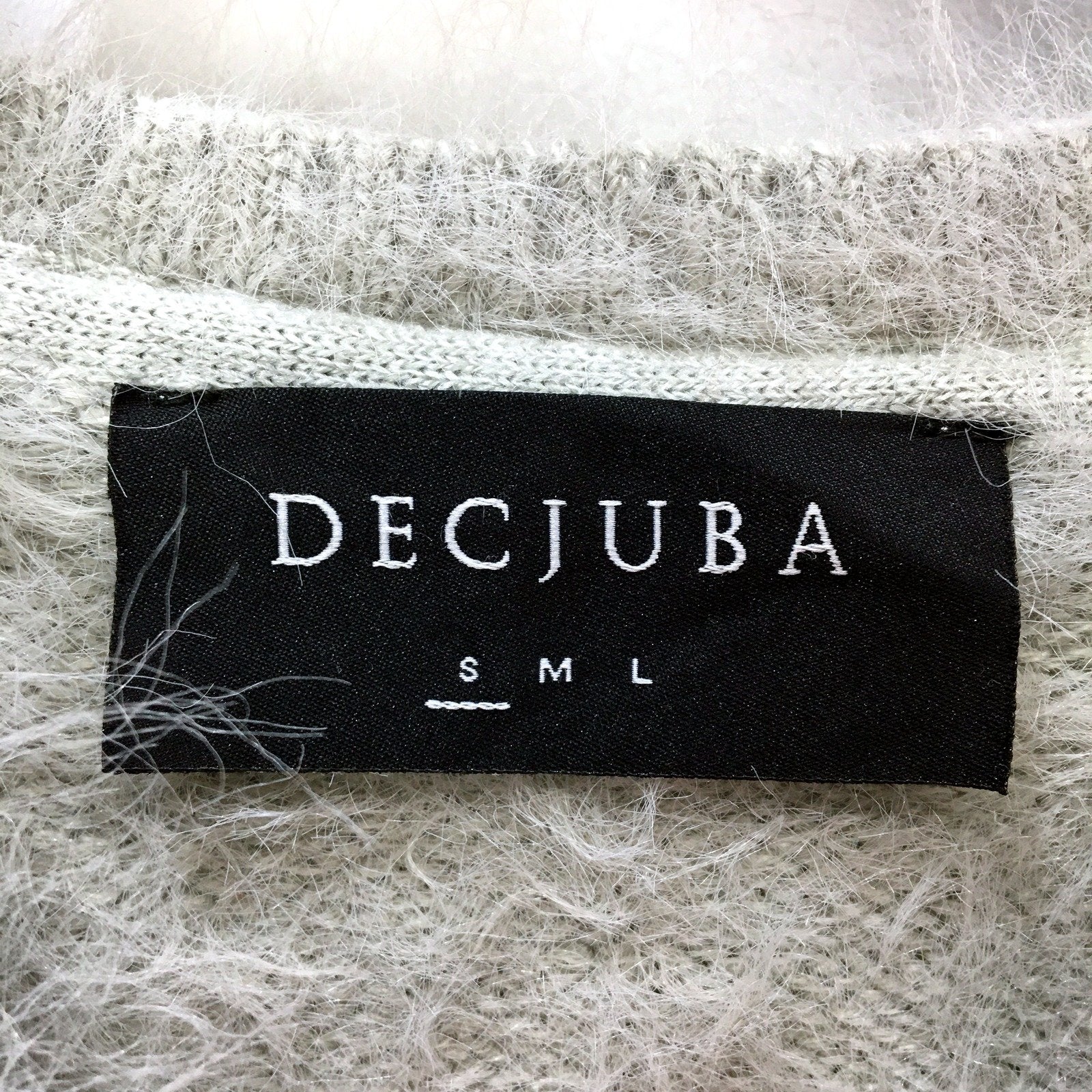 Decjuba Womens Fuzzy Acrylic Pullover Sweater in Grey, Soft Cozy Knit Jumper - Image 3