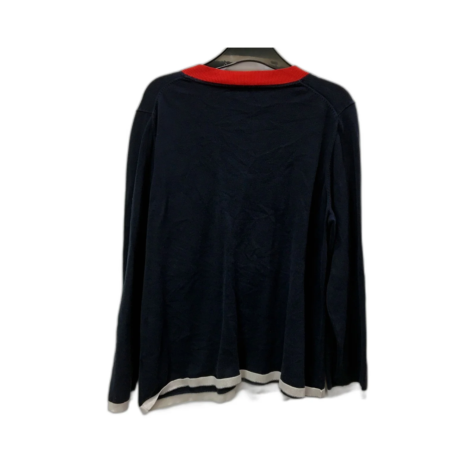 Tommy Hilfiger Mens Pullover Sweatshirt Navy Blue Red Cotton V-Neck Size XL - Image 2
