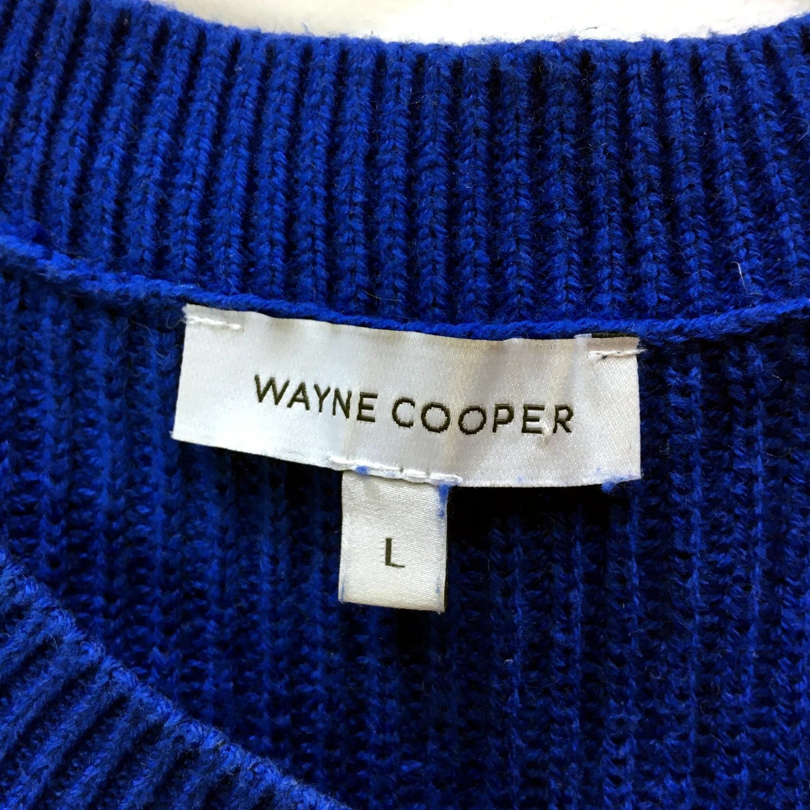 Wayne Cooper Womens Blue Knit Pullover Sweater with Zipper detial, Size L - Image 4