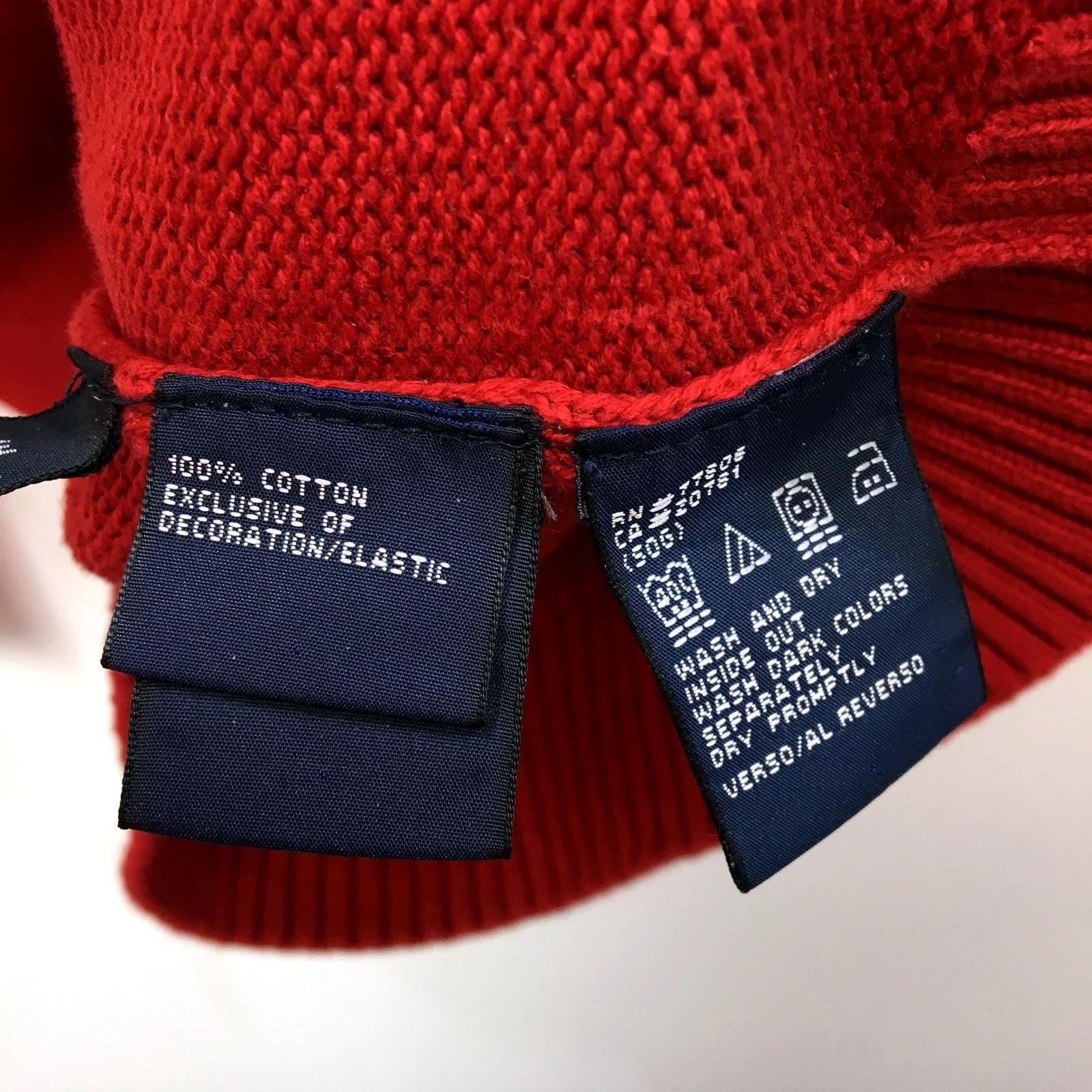 Tommy Hilfiger Mens V-Neck Cotton Pullover Sweatshirt in Red, Size M - Image 3