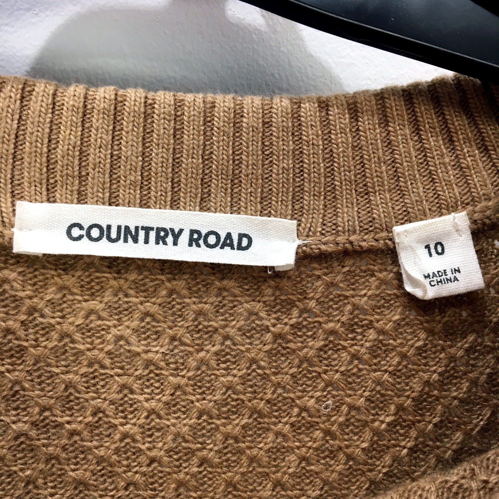 Country Road Womens Ruffle Trim Pullover Sweater in Tan Size 10 - Image 6