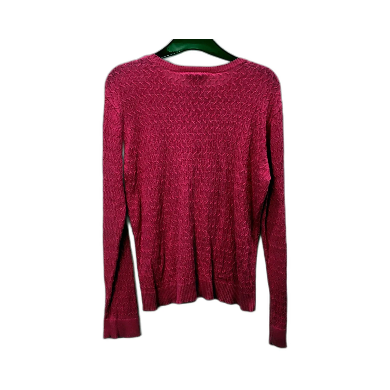 Talbots Womens Textured Knit Pullover Sweater in Fuchsia, Size M - Image 2