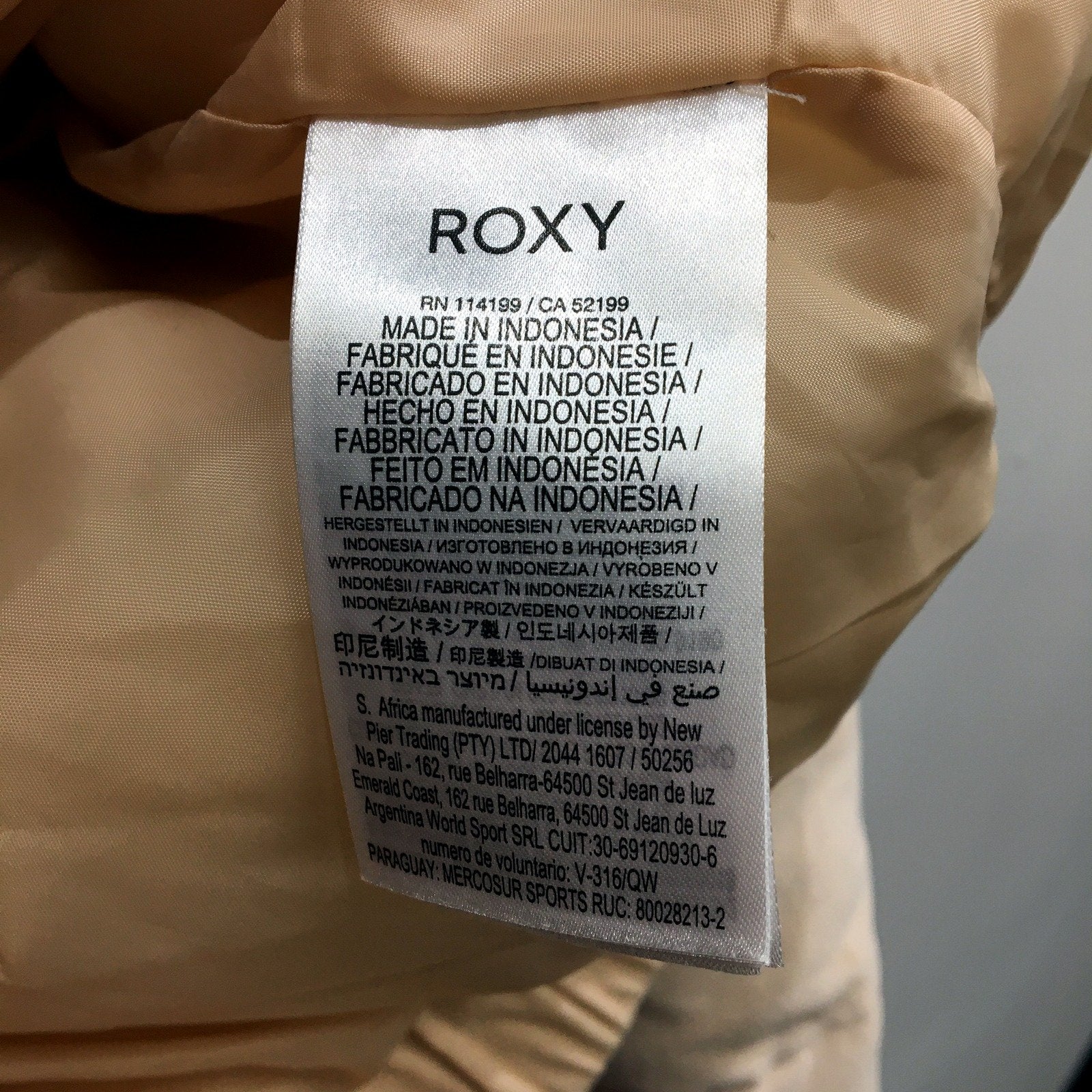 Roxy Womens Quilted Puffer Jacket Beige Lightweight Warm Casual Outerwear Size - Image 3