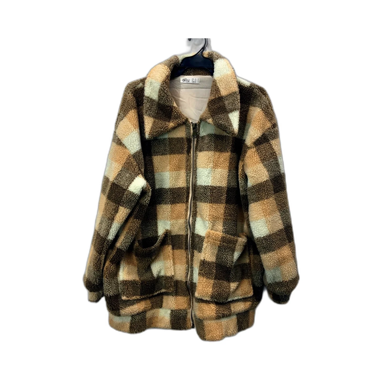 Ally Fashion Womens Zip-Up Teddy Fleece Jacket Multi Color Size M