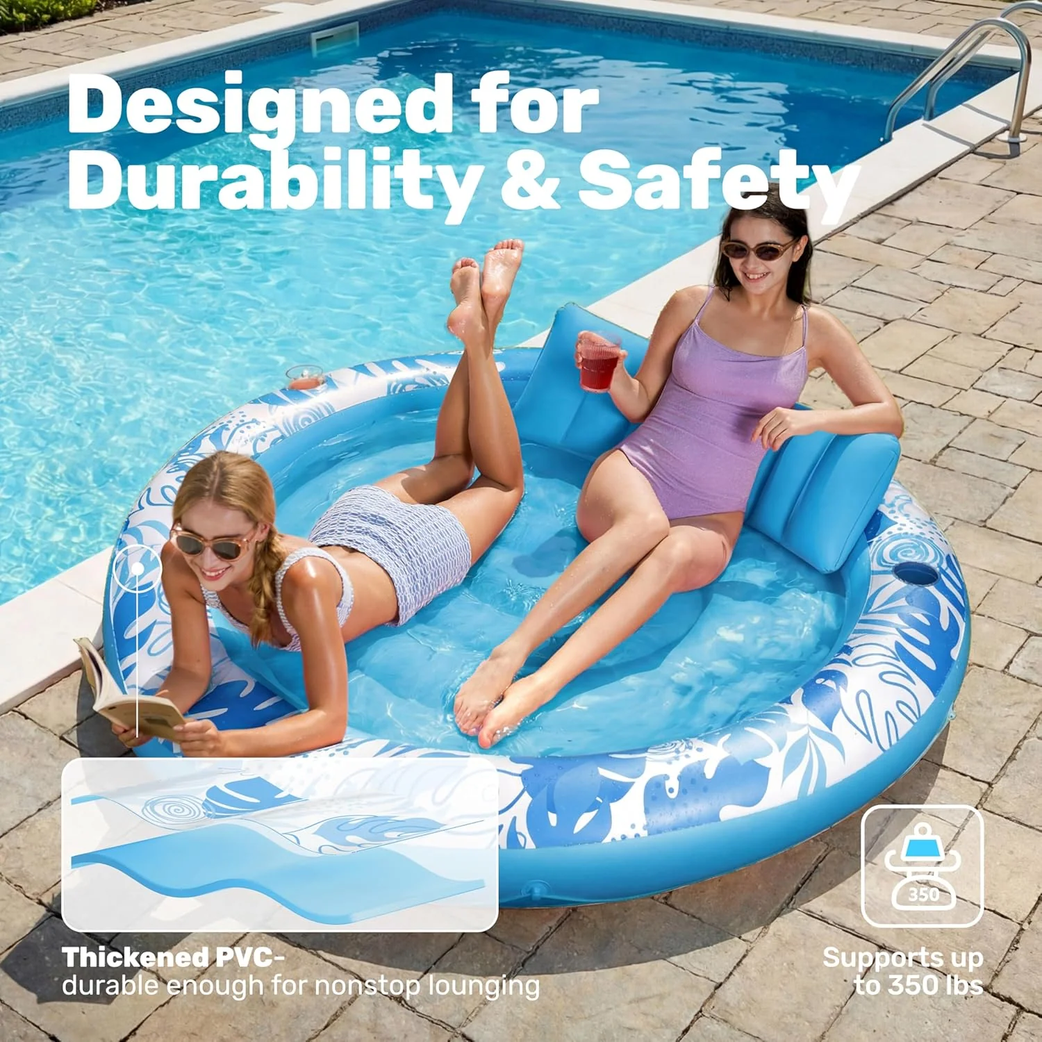 Sloosh Inflatable Pools & Water Fun Tanning Pool Lounger Float 72" x 65" NEW - Image 5