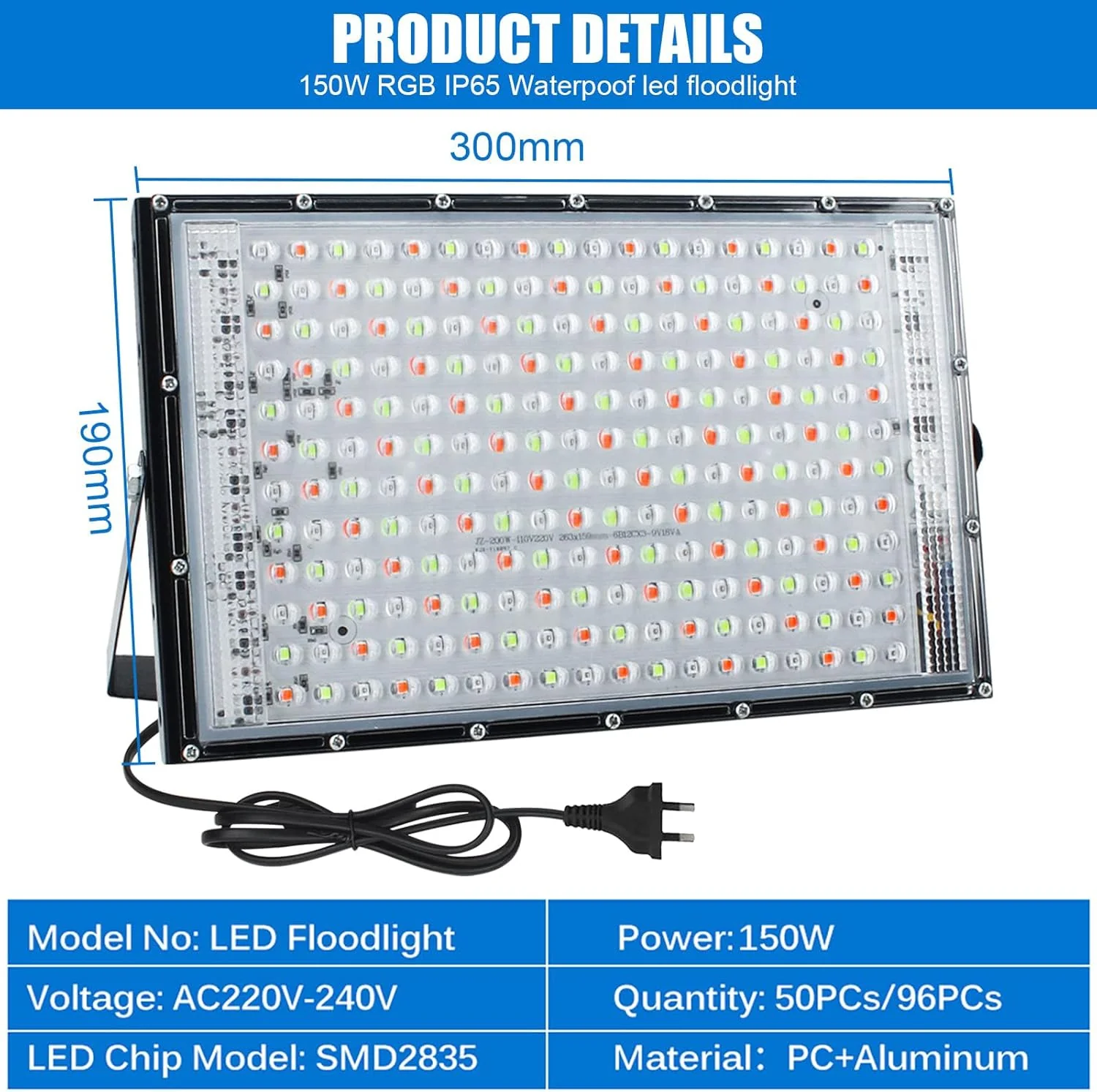 150W Smart RGB Flood Light Stage Lighting Lamps with Remote NEW - Image 3