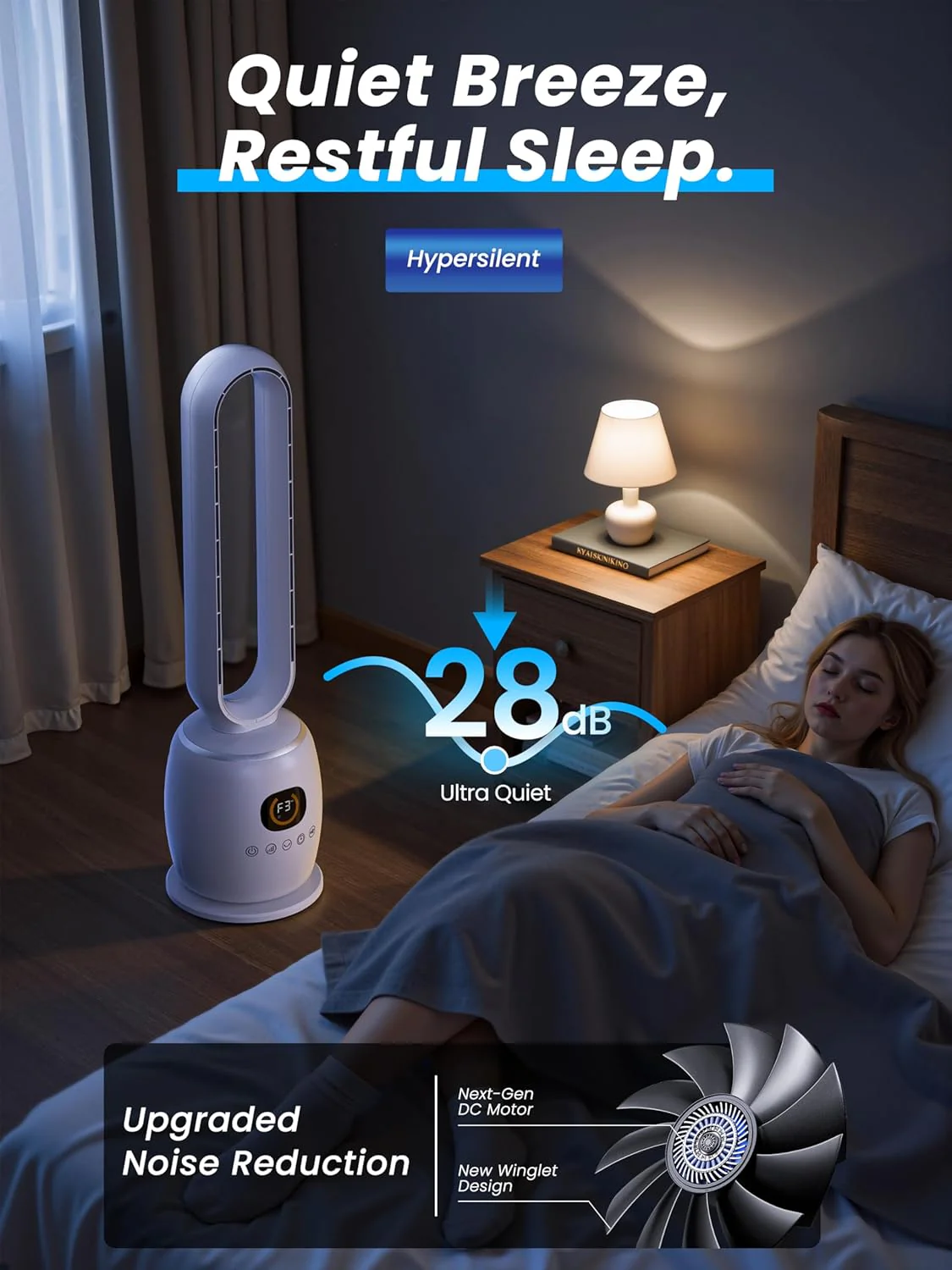 STORMHERO Bladeless Tower Fans Tower Fan Quiet Oscillating Remote Control DEMO - Image 4