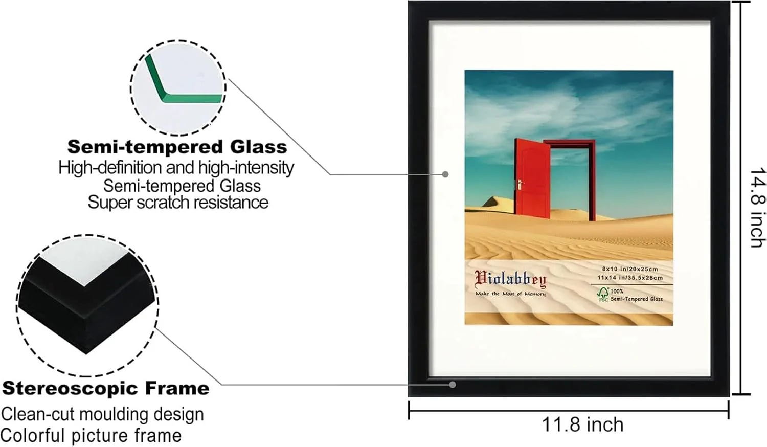 VIOLABBEY Black Wall & Tabletop Frames 11x14 Wall & Tabletop Picture Frames NEW - Image 3