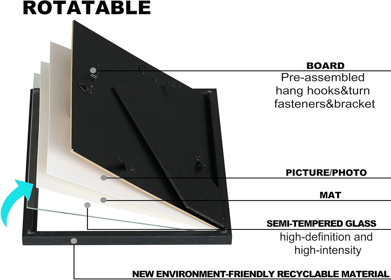 VIOLABBEY Black Wall & Tabletop Frames 11x14 Wall & Tabletop Picture Frames NEW - Image 5