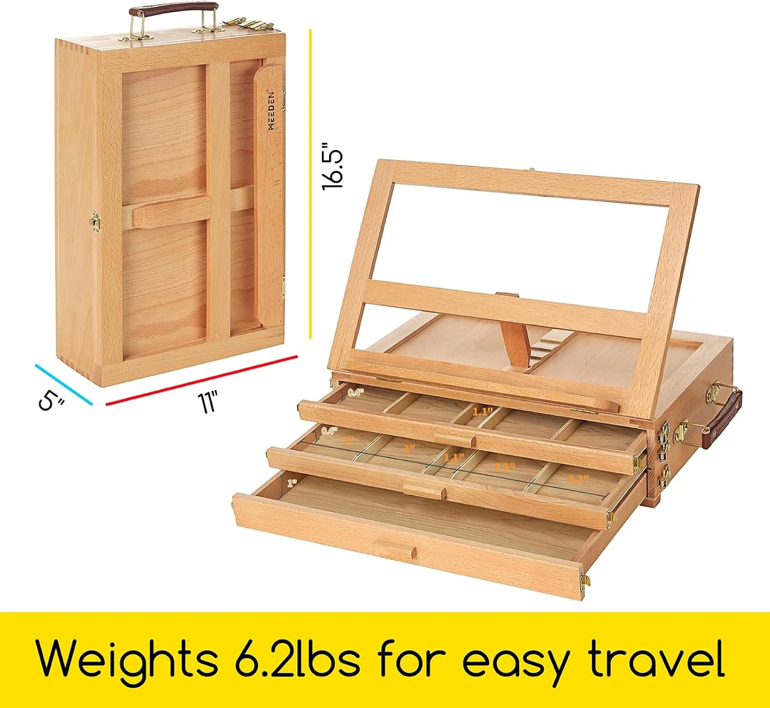 MEEDEN Tabletop Easels Sketchbox Easel, Adjustable Multi-Function Beech NEW - Image 2