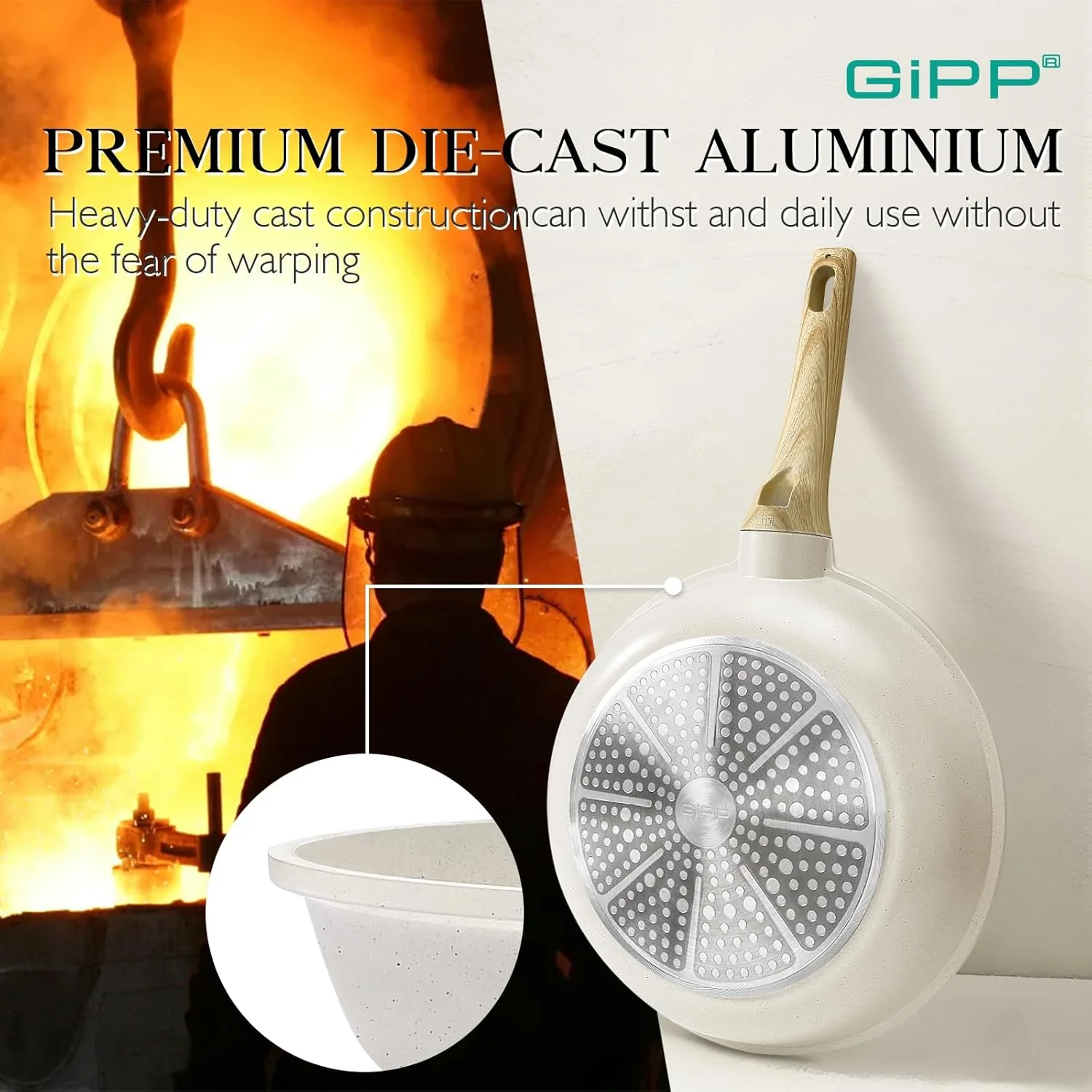 GiPP 14-Piece Pot & Pan Sets White Granite Non-Stick Cookware Set - Pots, NEW - Image 7