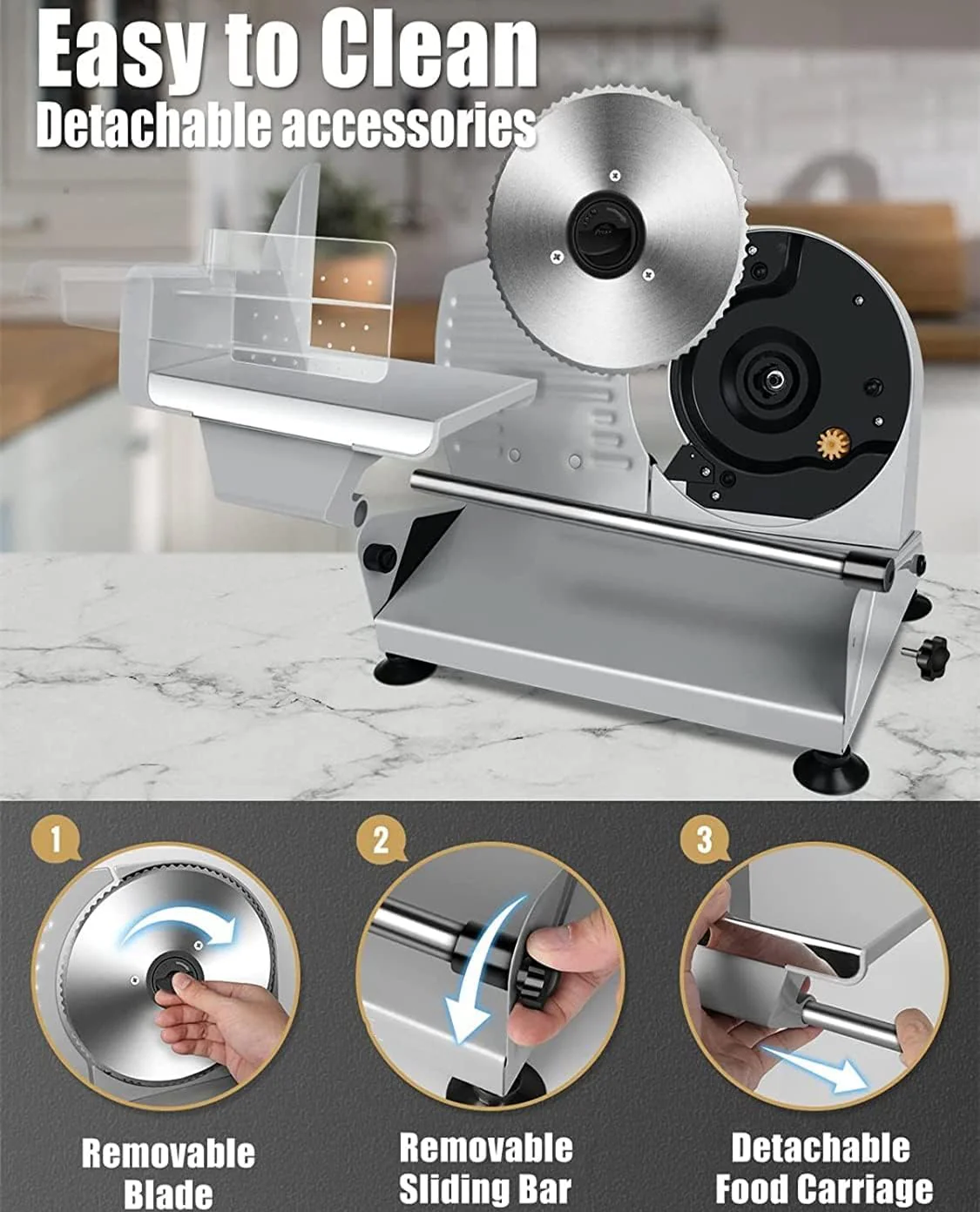 Adando Electric Small Kitchen Appliances Meat Slicer Machine Deli Food DEMO - Image 5