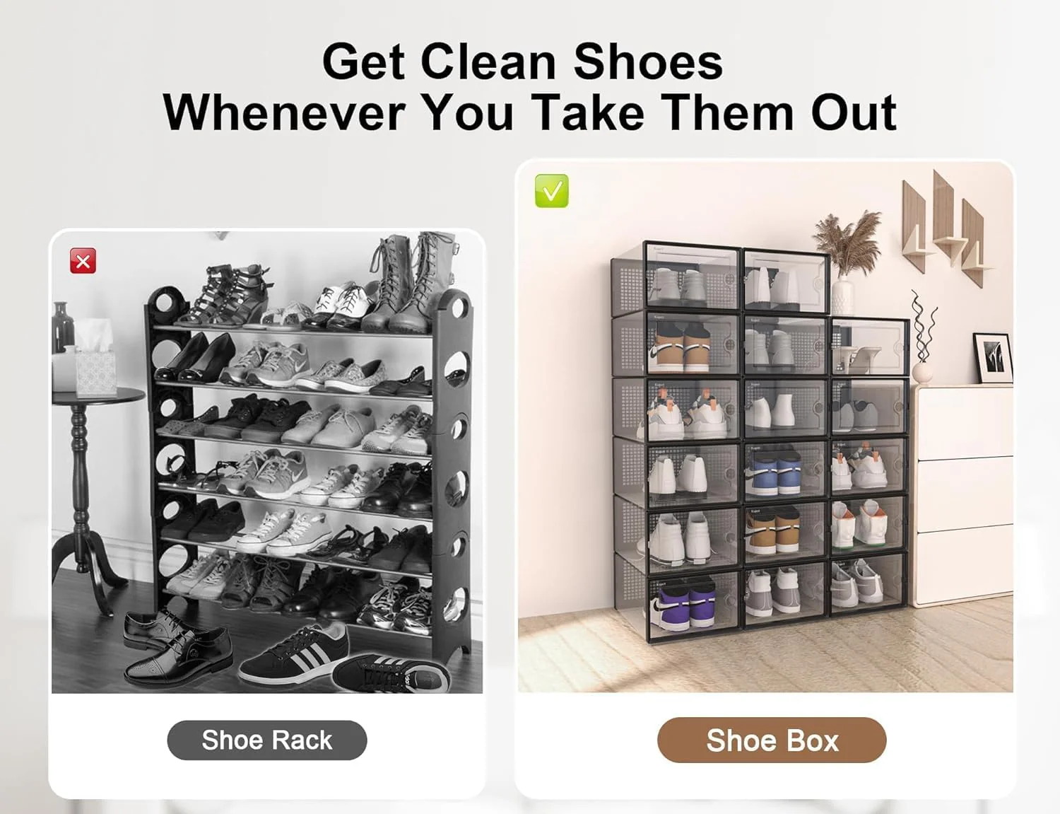 ALINK Boot & Shoe Boxes Organizers Clear Plastic Storage Containers 12 Pack DEMO - Image 4