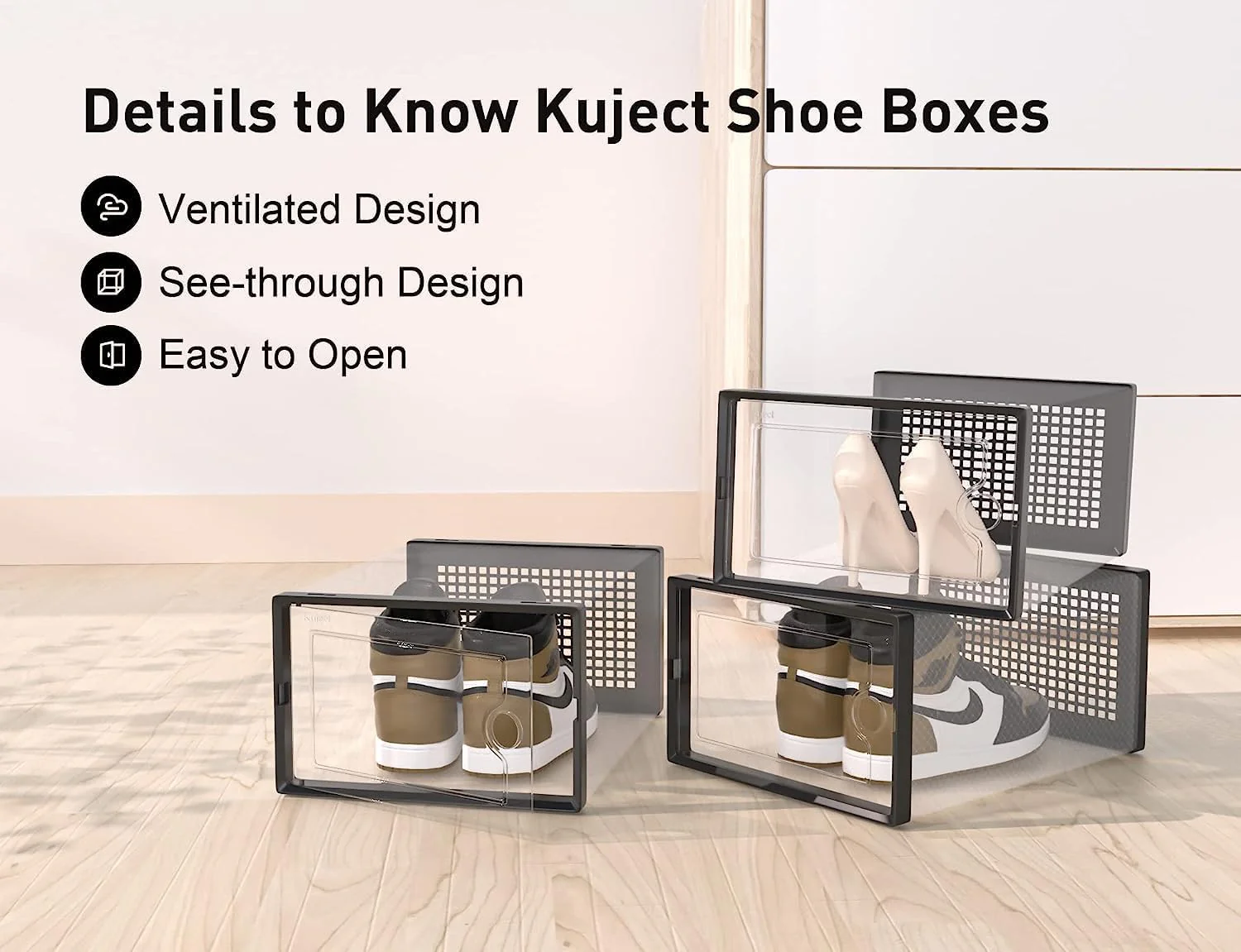 ALINK Boot & Shoe Boxes Organizers Clear Plastic Storage Containers 12 Pack DEMO - Image 5