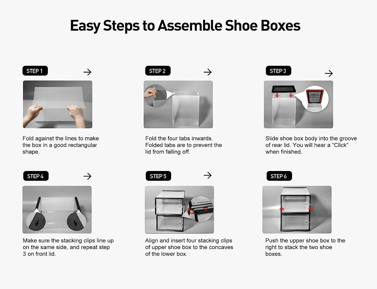ALINK Boot & Shoe Boxes Organizers Clear Plastic Storage Containers 12 Pack DEMO - Image 7