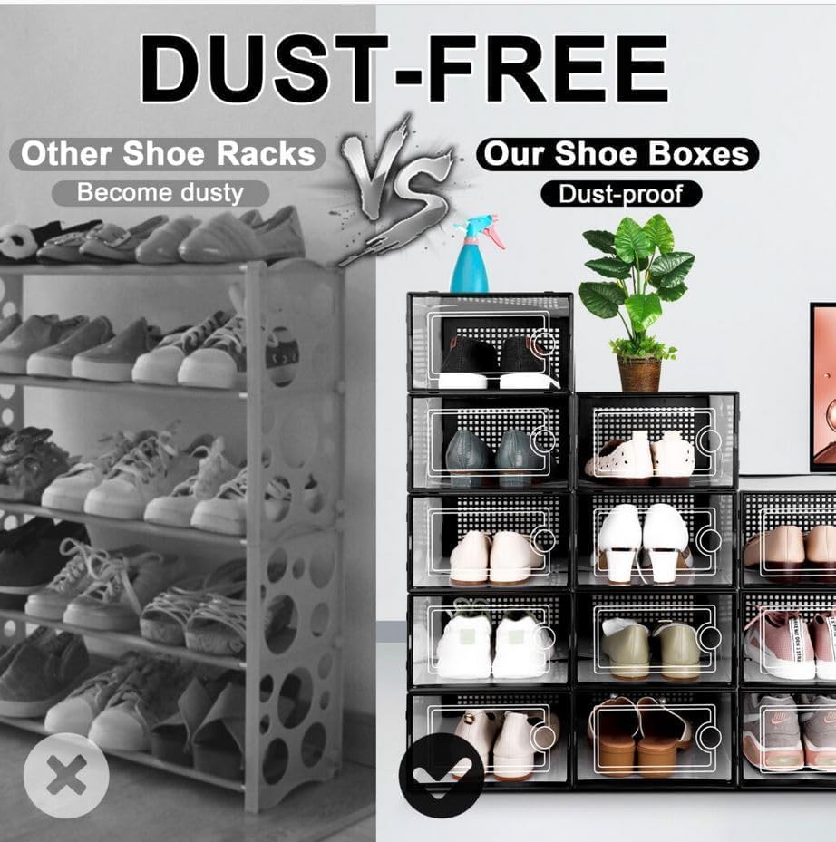 ALINK Boot & Shoe Boxes Organizers Clear Plastic Storage Containers 12 Pack DEMO - Image 8