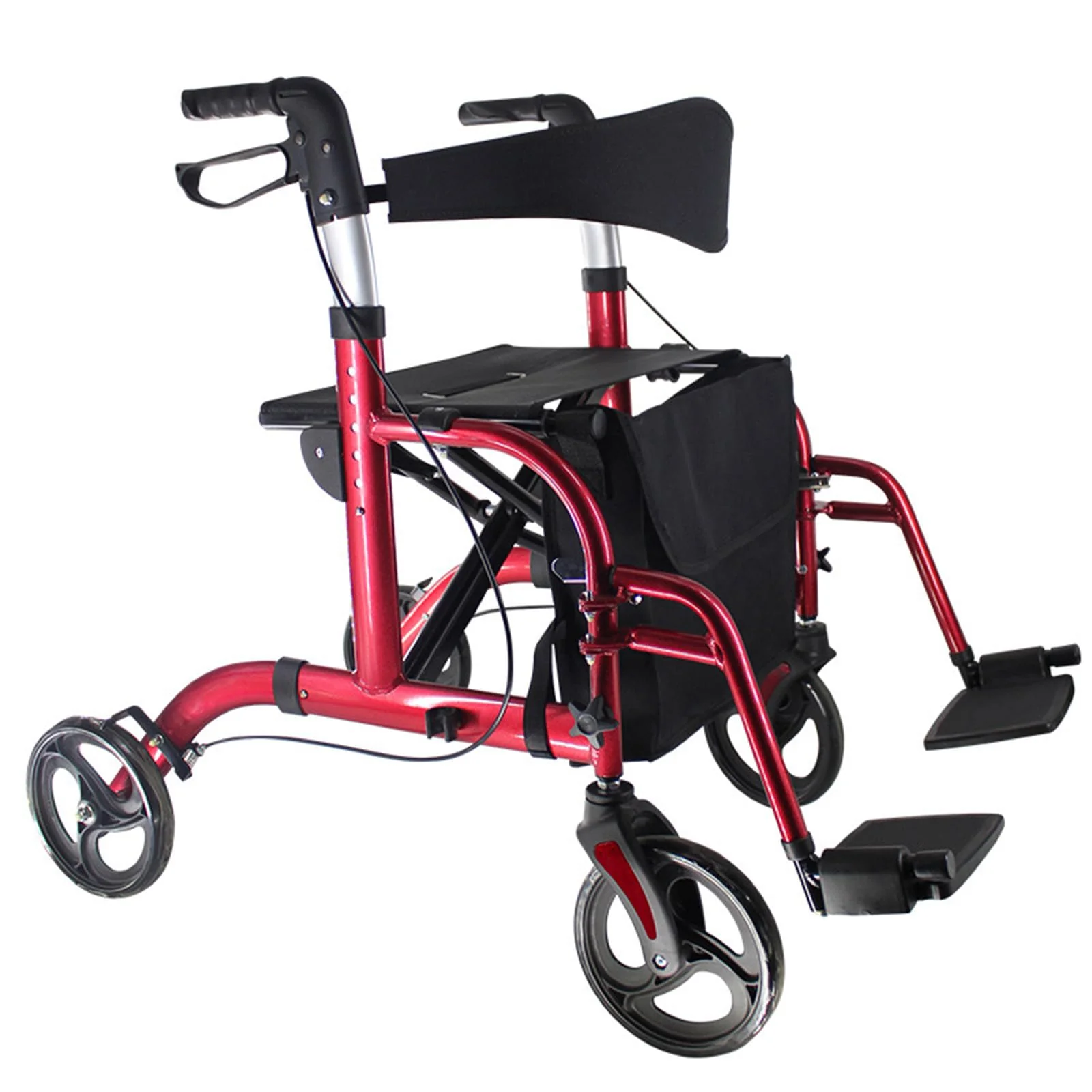 LUVAGD 2-in-1 Wheelchairs Foldable Rollator Wheelchair with Seat DEMO