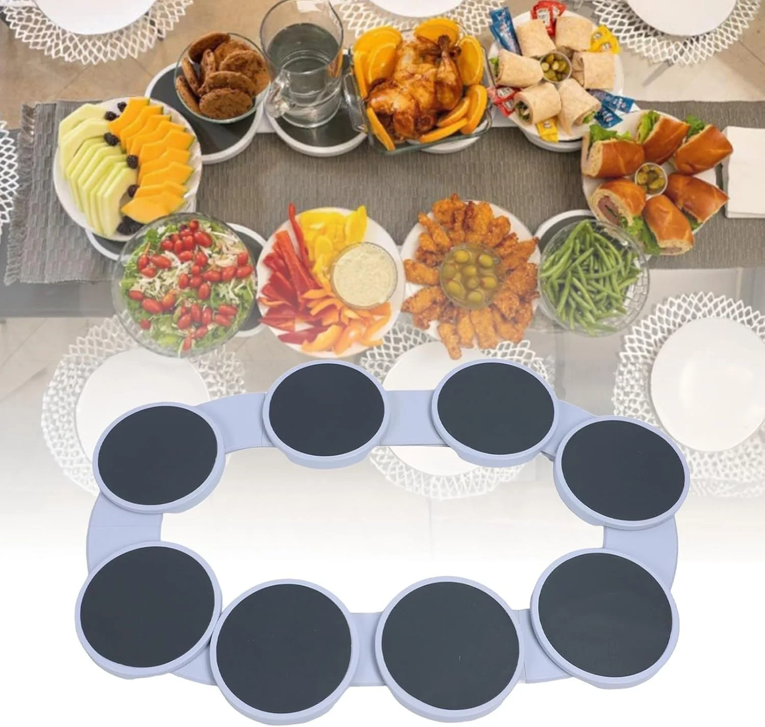 Kisfam Expandable Serving Trays, Dishes & Platters Lazy Susan Turntable DEMO - Image 2