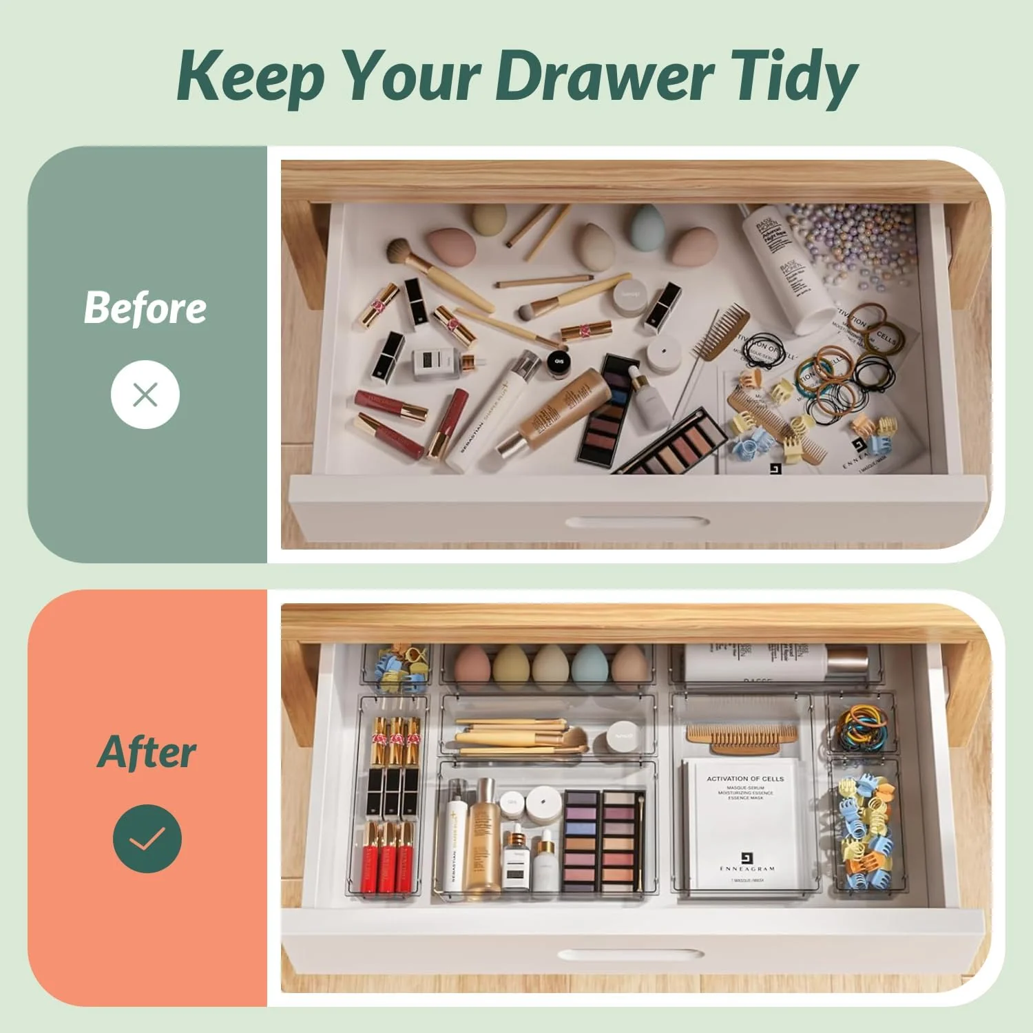 Hormes Clear Plastic Drawer Organizer Vanity Makeup Display Cases for NEW - Image 6