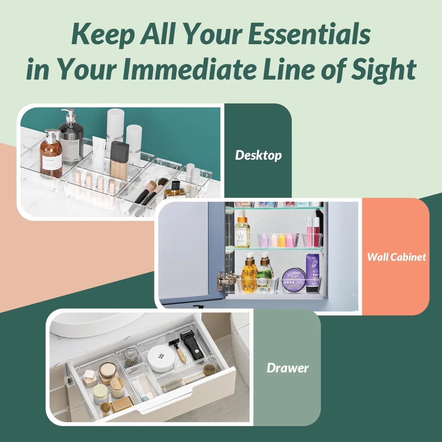 Hormes Clear Plastic Drawer Organizer Vanity Makeup Display Cases for NEW - Image 8