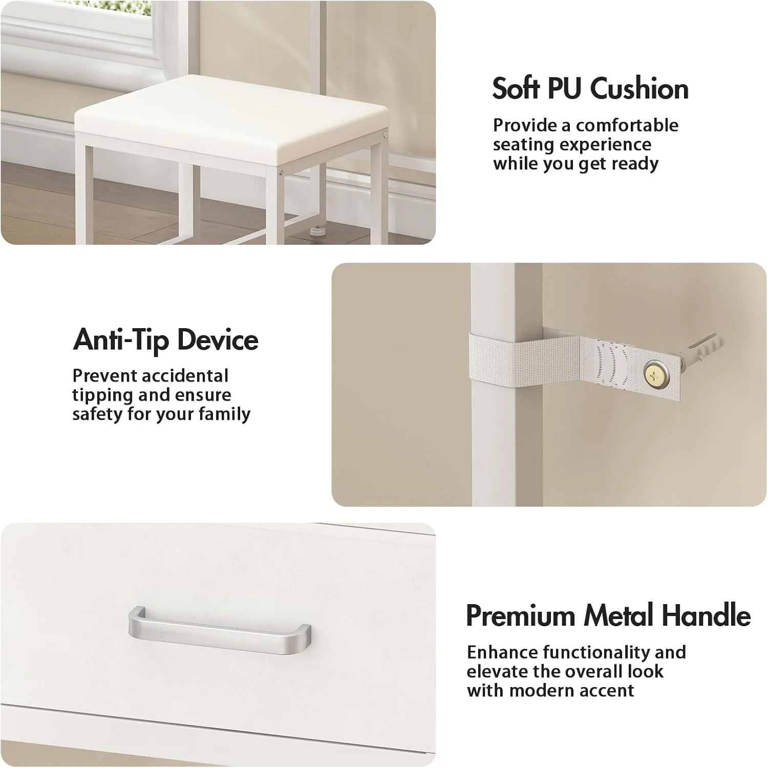 ADVWIN Dressing Dressing Tables Table with LED Lighted Mirror and Charging DEMO - Image 7