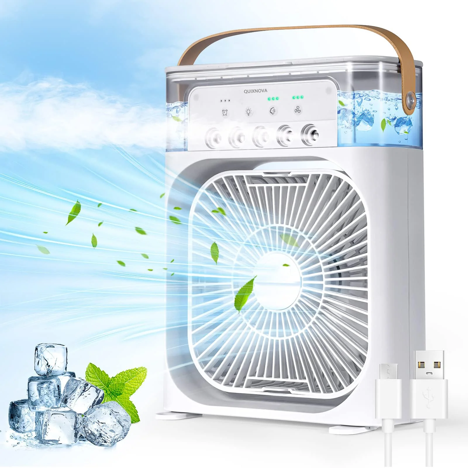 QUIXNOVA Evaporative Mobile Air Conditioners Air Cooler with LED DEMO