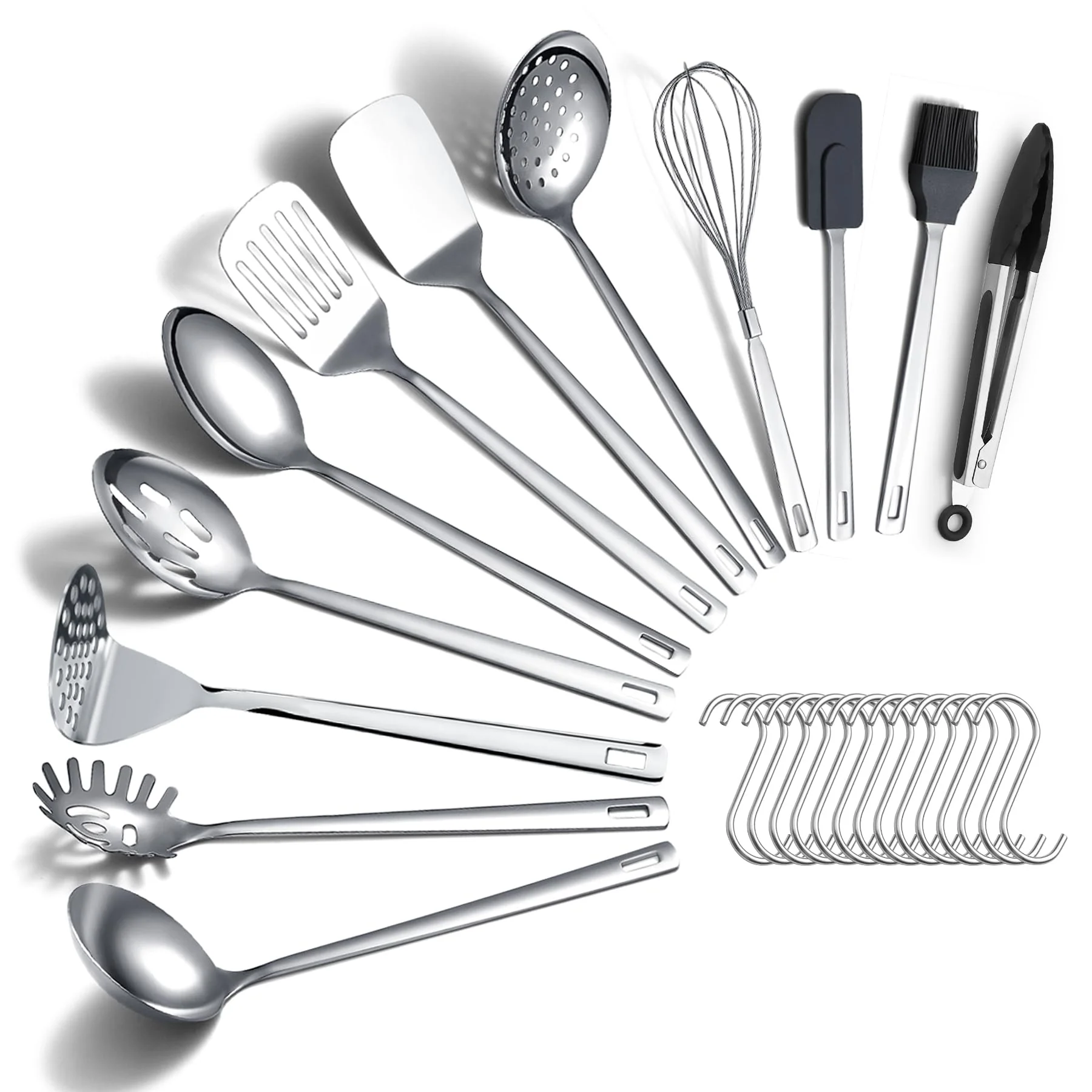 ReaNea Stainless Steel Cooking Utensils Set Heavy Duty Sturdy Kitchen Tools NEW