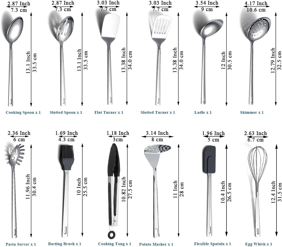 ReaNea Stainless Steel Cooking Utensils Set Heavy Duty Sturdy Kitchen Tools NEW - Image 2
