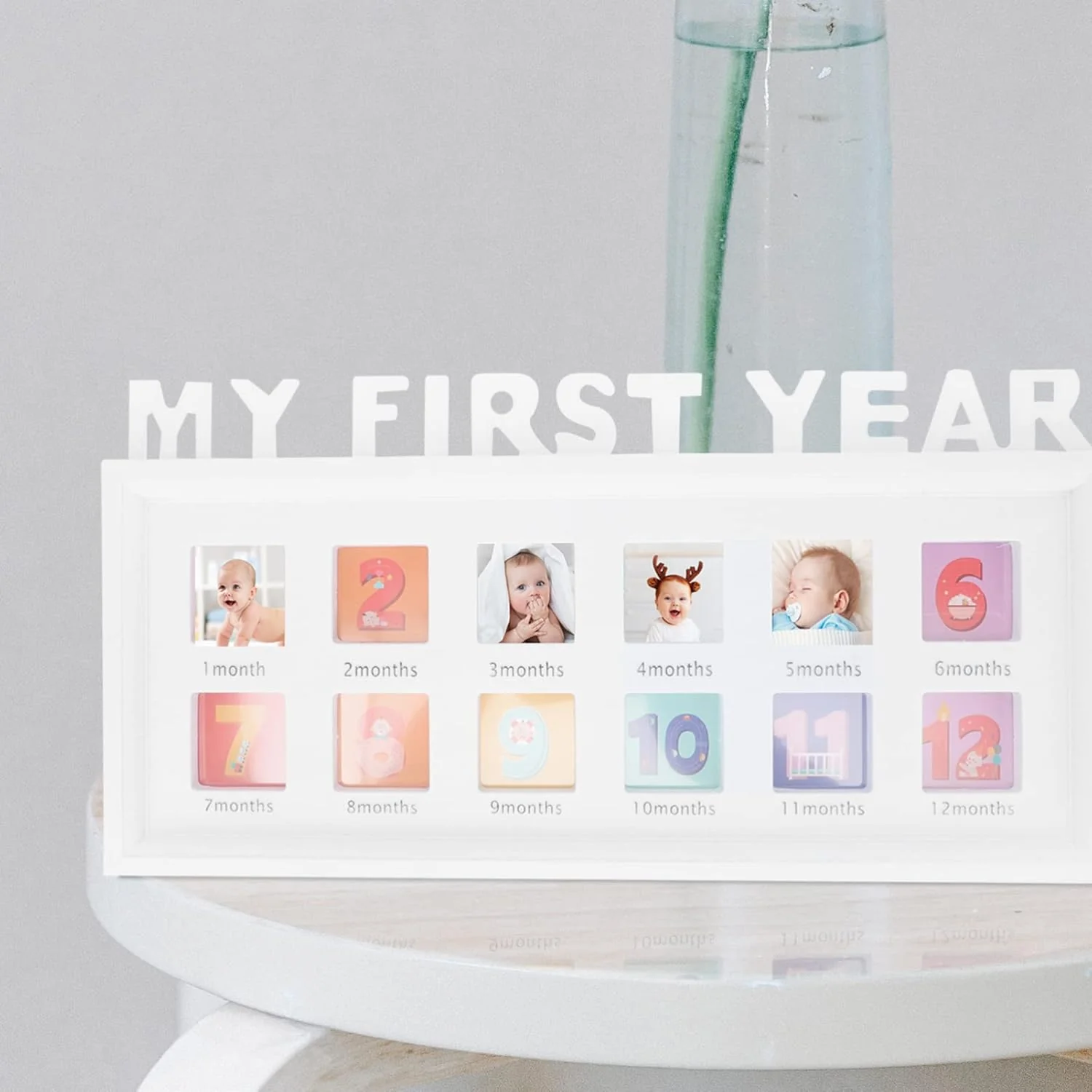 Kisangel Baby Growth Photo Frame Infant First Year Picture White NEW - Image 6