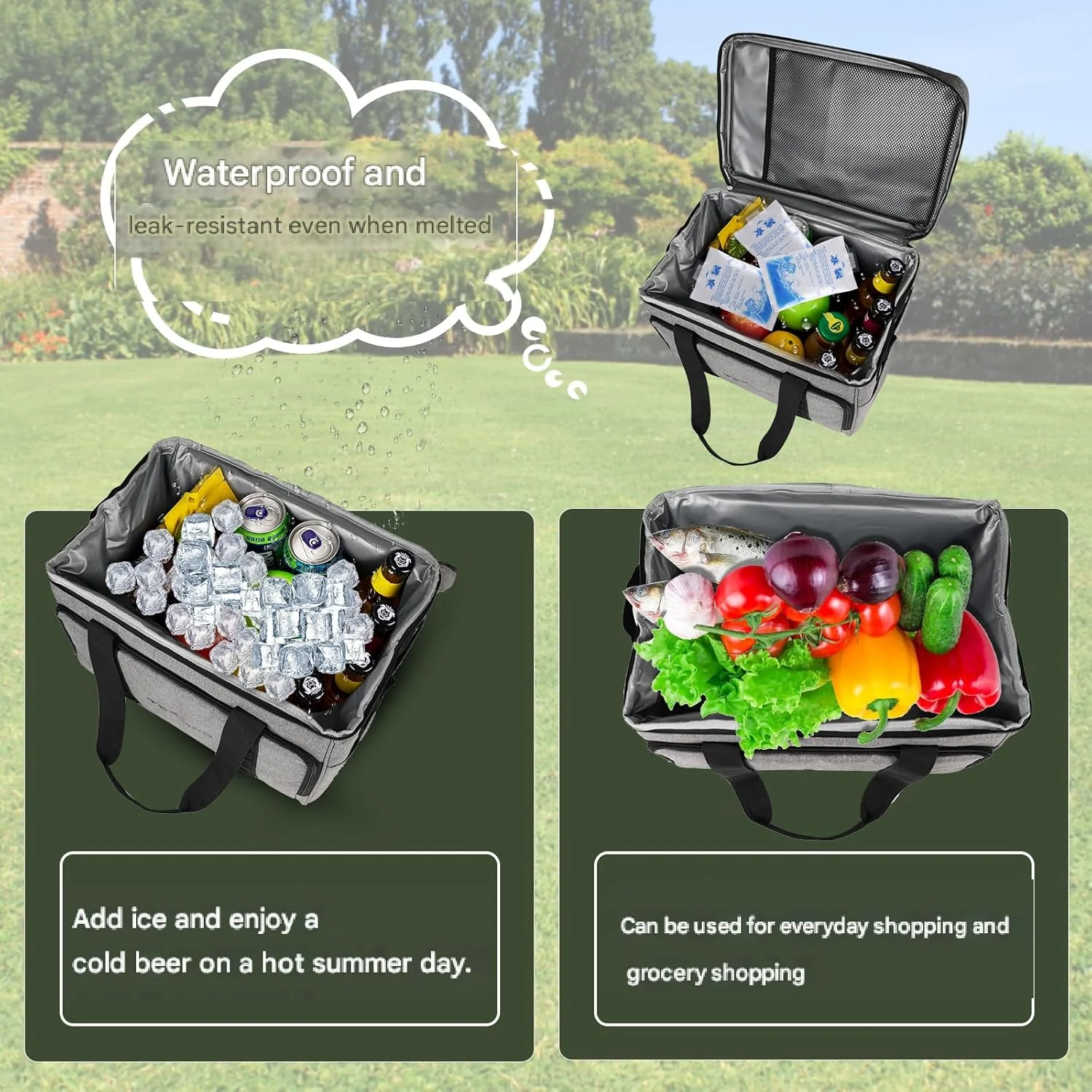teemoo Large Soft Collapsible Cooler Bag 33L Leakproof, Portable, Grey NEW - Image 6
