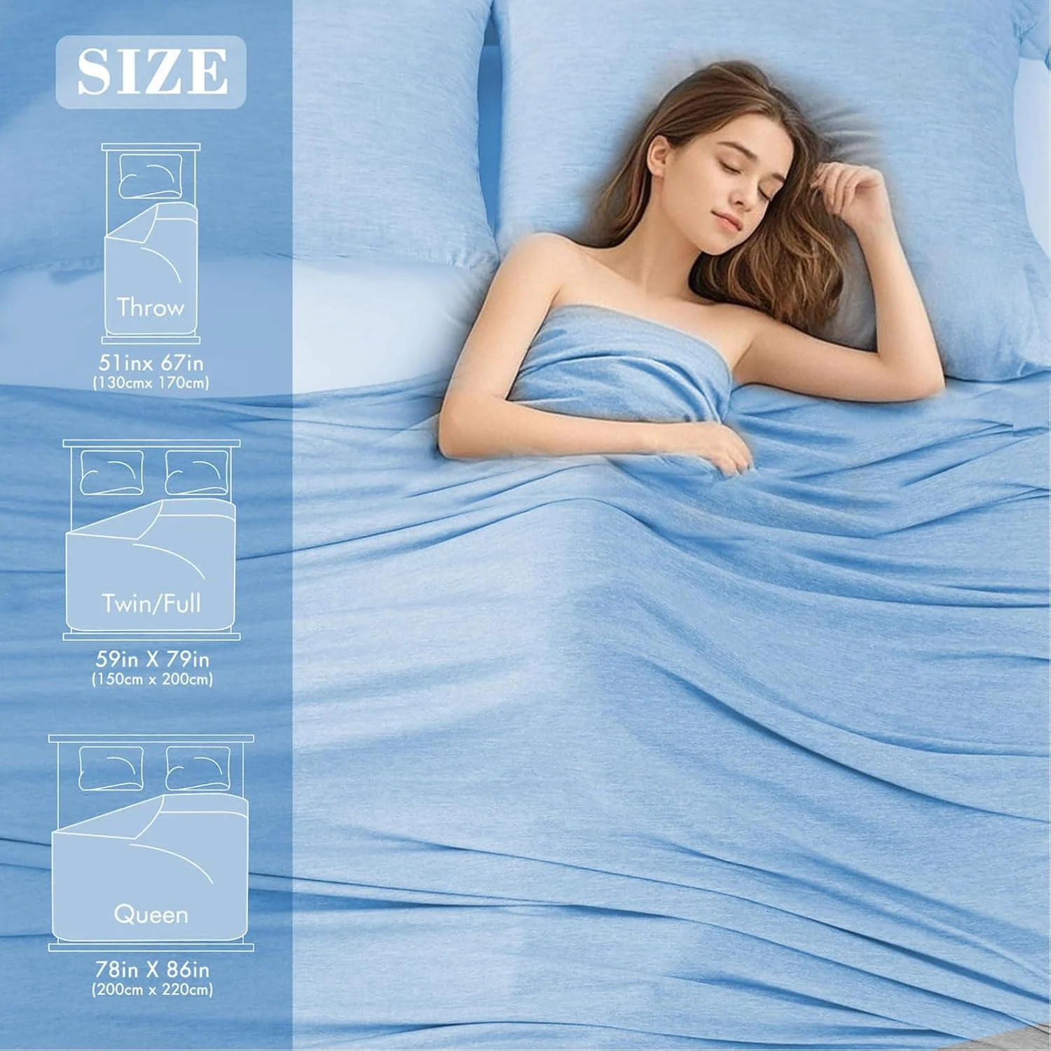 Croch Cooling Fiber Blanket for Hot Sleepers, Blue, 150x200cm Twin Size NEW - Image 2