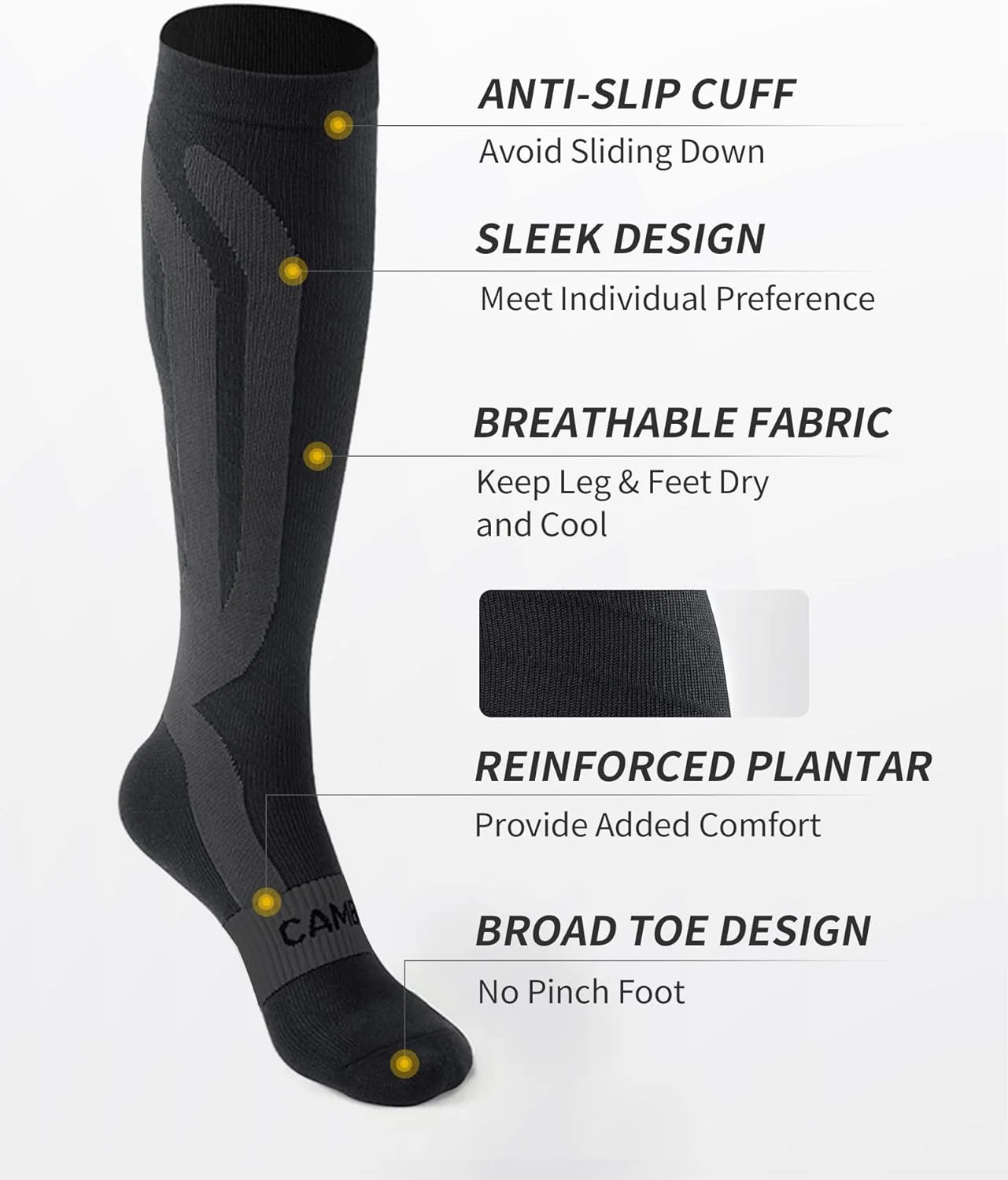 CAMBIVO Compression Socks 20-30 mmHg for Women & Men, Small/Medium, Black NEW - Image 3