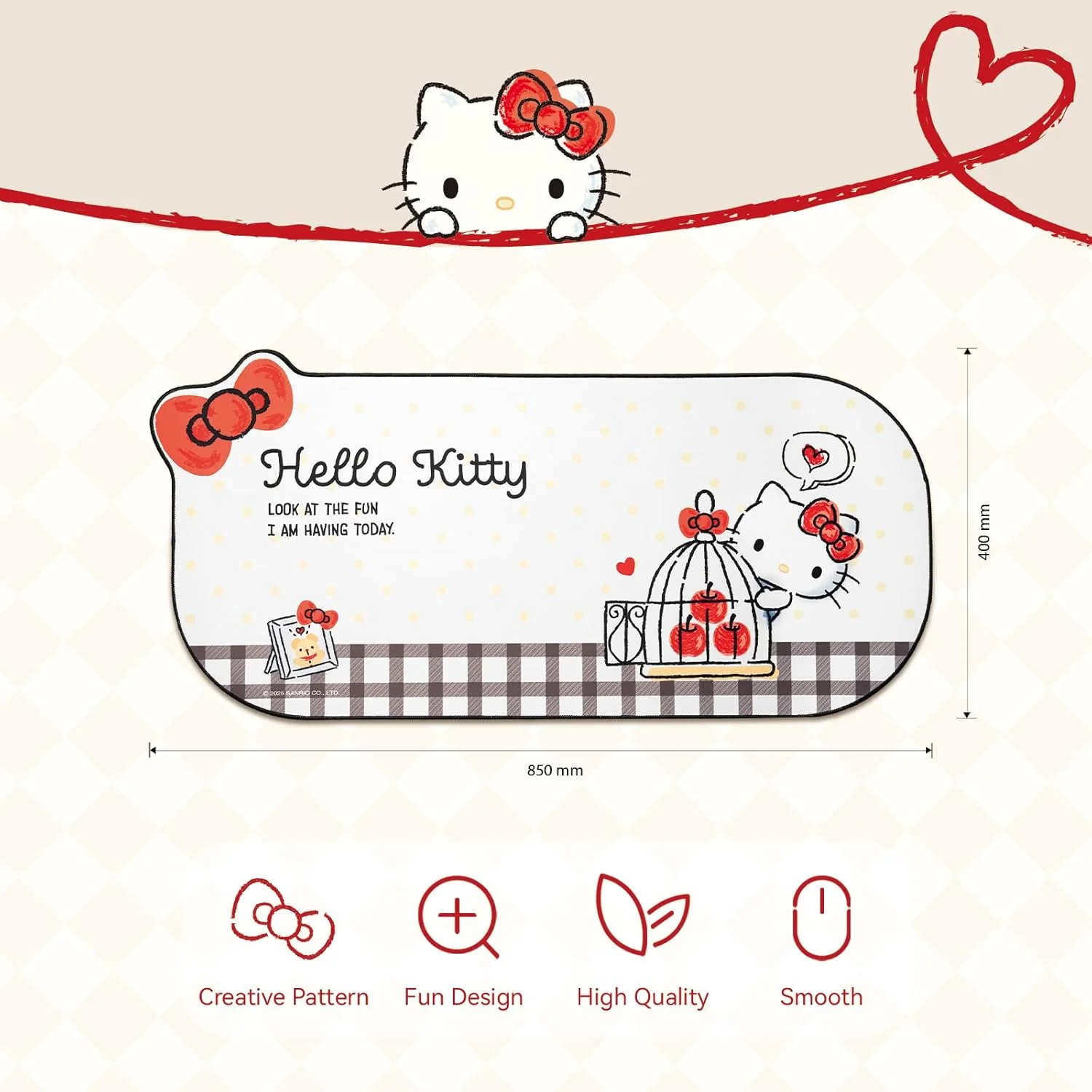 Kuitmor Non-Slip Waterproof Desk Mat White & Red Durable Large Mouse Pad NEW - Image 2