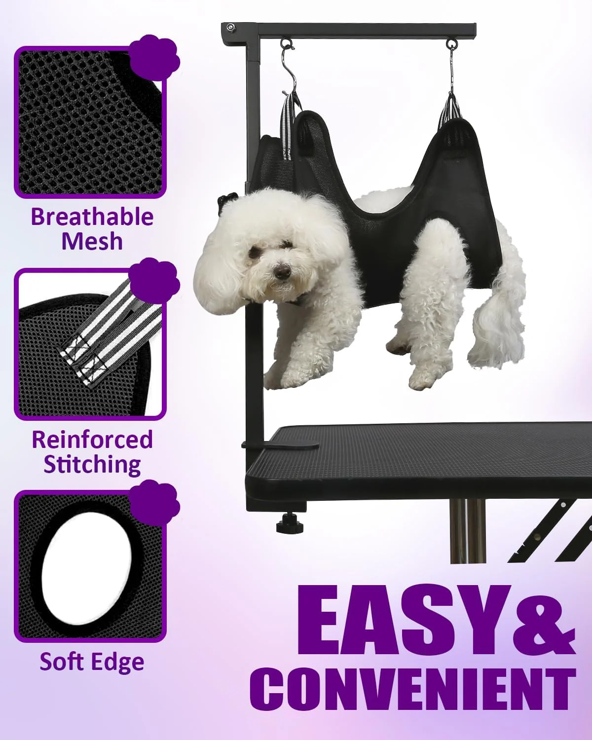 Breeze Touch 35 Inch H Dog Grooming Table Arm with Clamp and Post Black NEW - Image 4