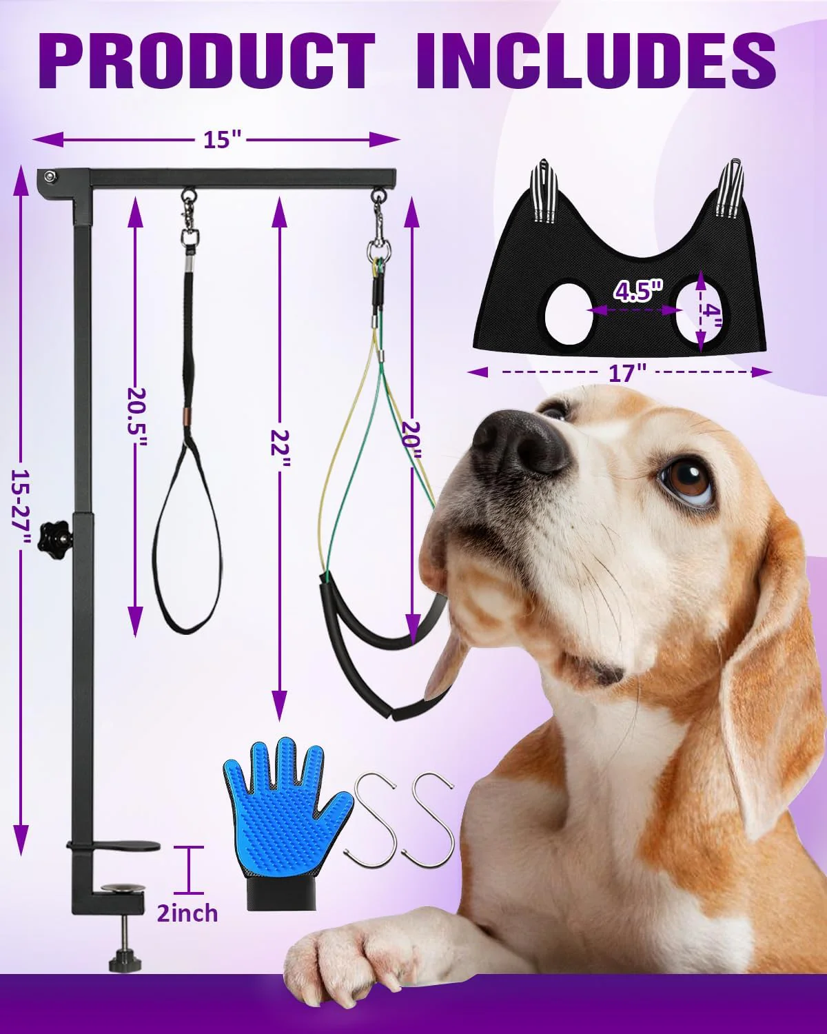 Breeze Touch 35 Inch H Dog Grooming Table Arm with Clamp and Post Black NEW - Image 6