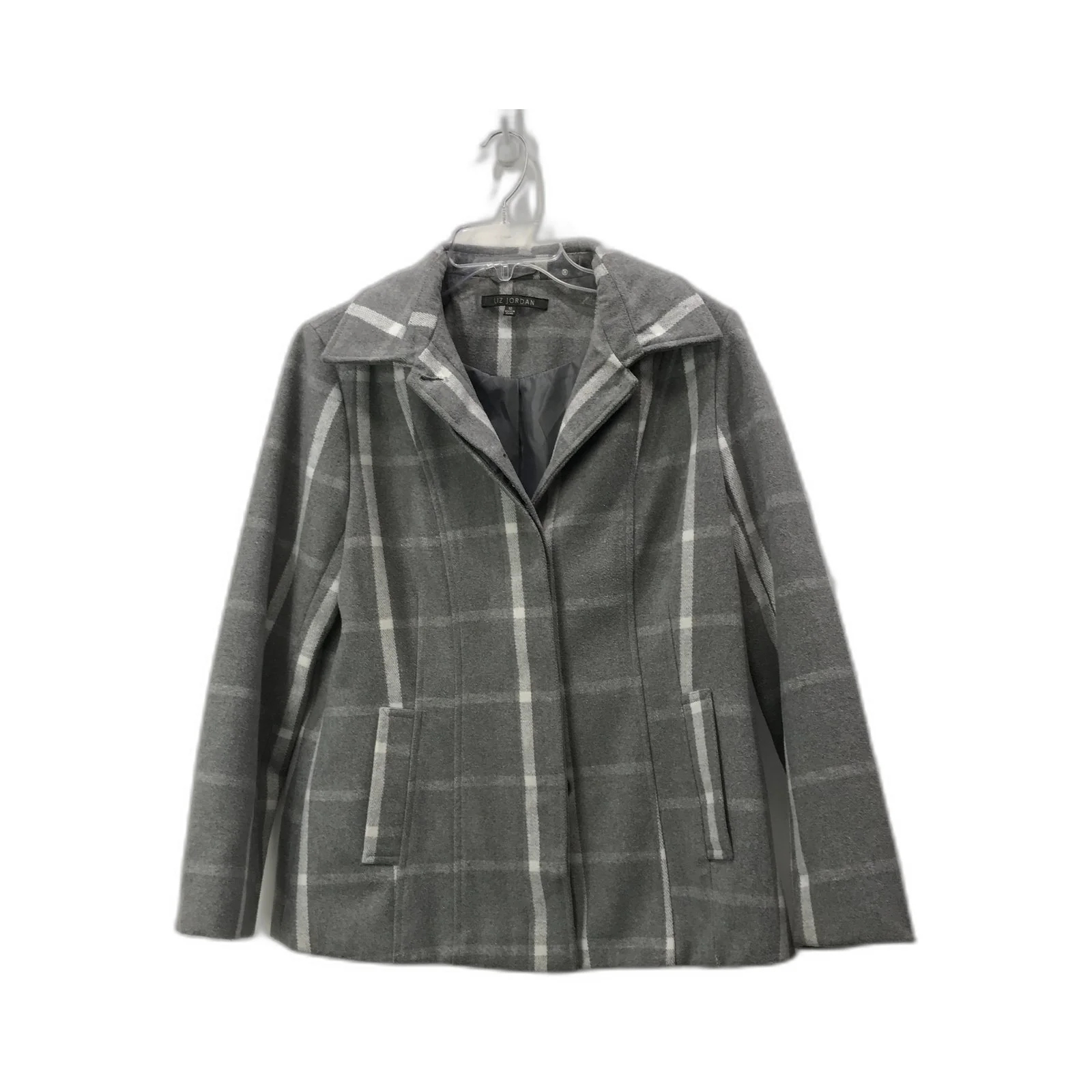 Liz Jordan Plaid Blazer Jacket Women Gray Size 10