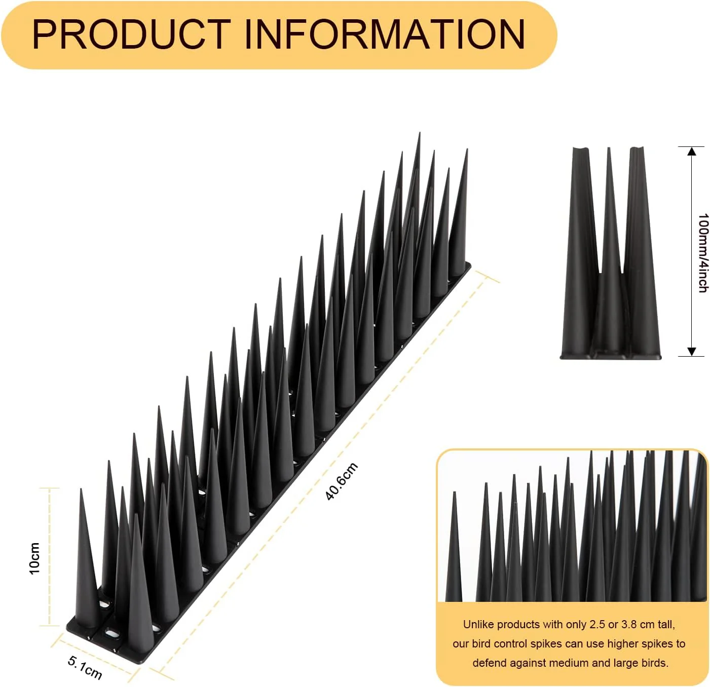 OFFO Black Bird Spikes to Deter Pigeons, Sparrows & Other Pests 10Pack NEW - Image 4