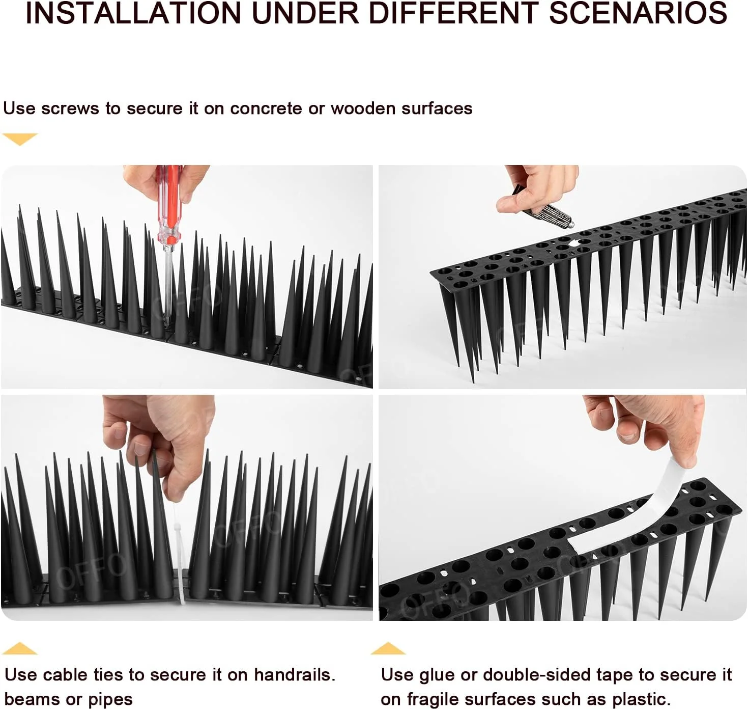 OFFO Black Bird Spikes to Deter Pigeons, Sparrows & Other Pests 10Pack NEW - Image 6